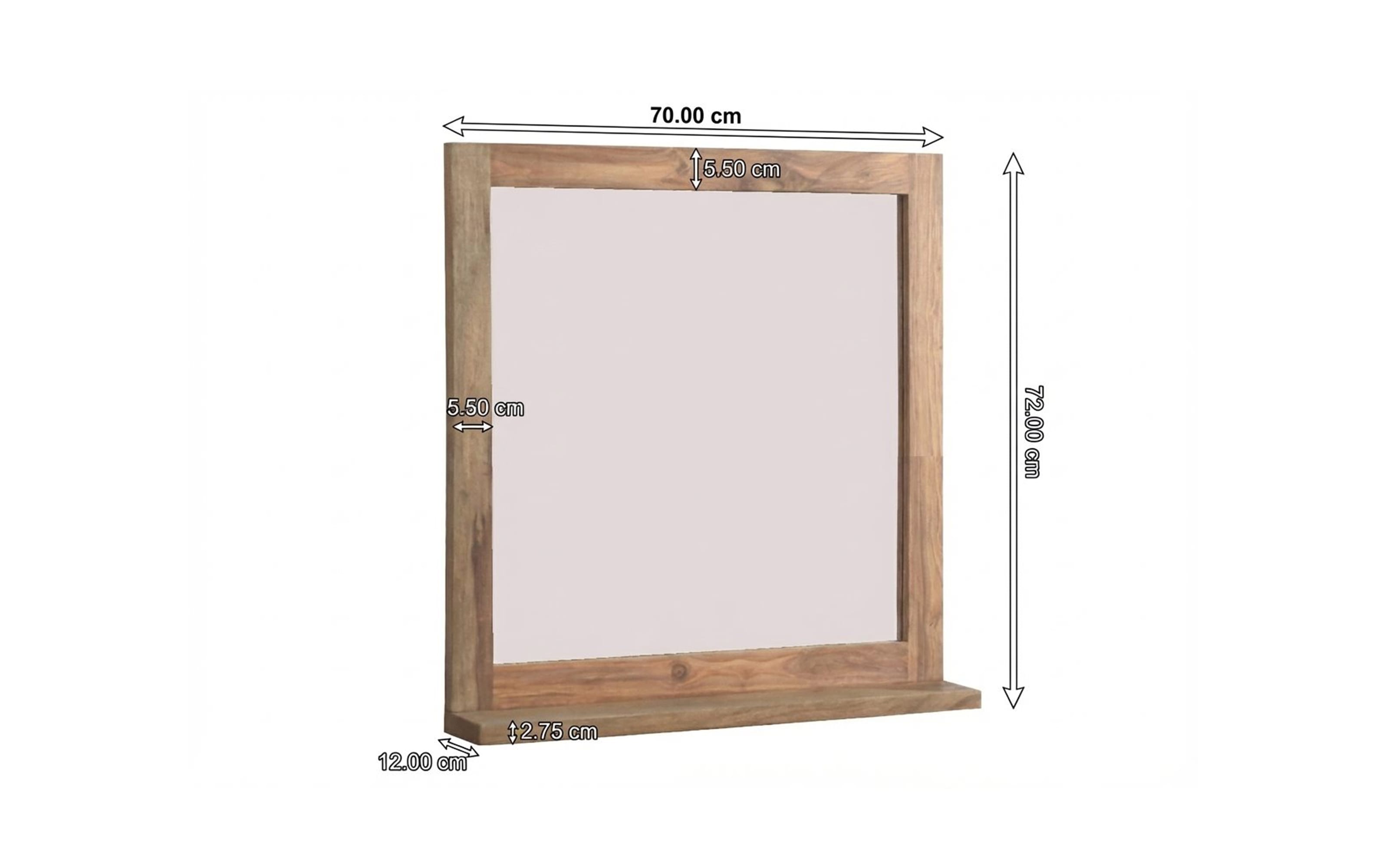 Spiegel Yoga, Shishamholz, 70 x 72 cm