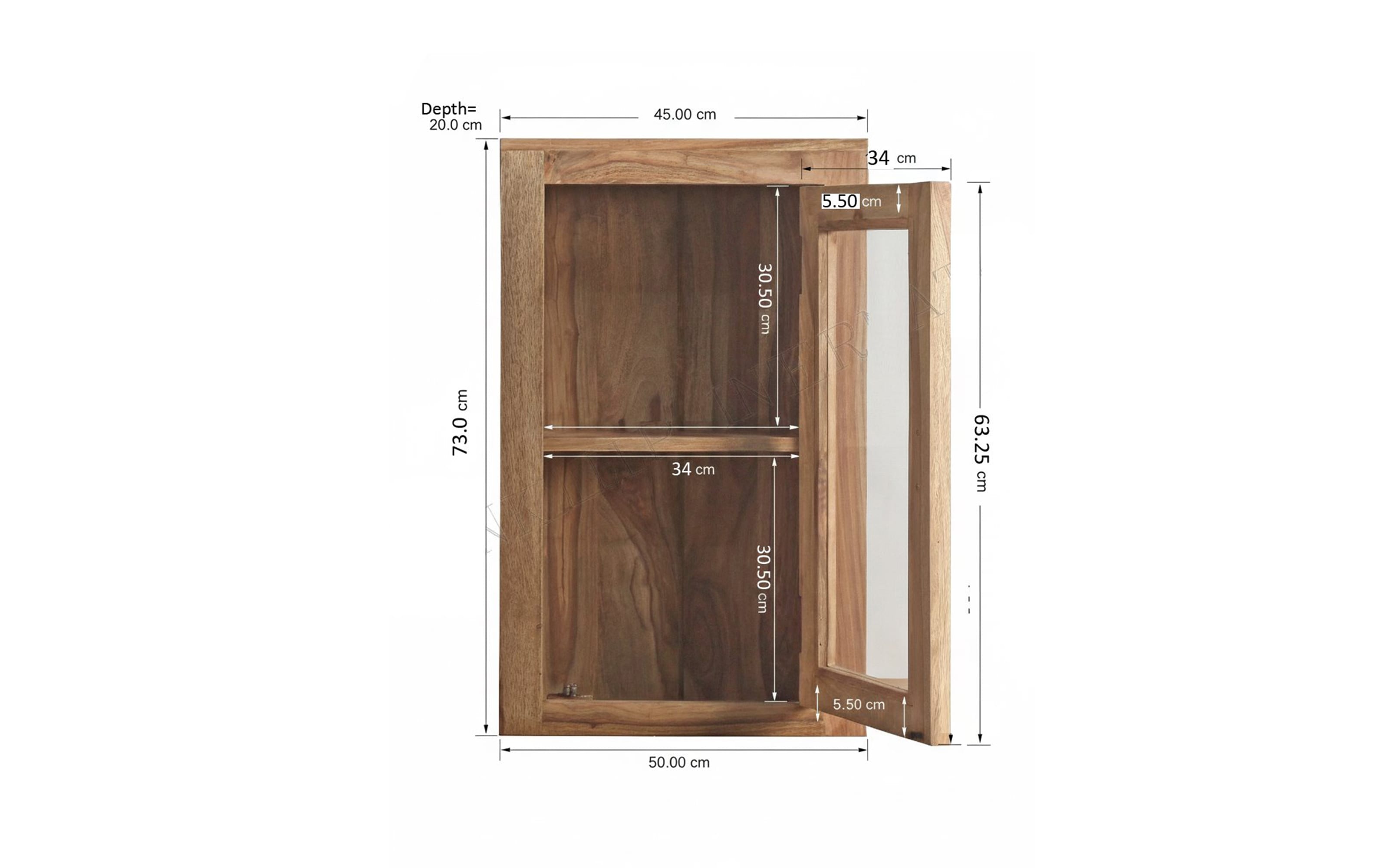 Hängeschrank Yoga, massives Shishamholz