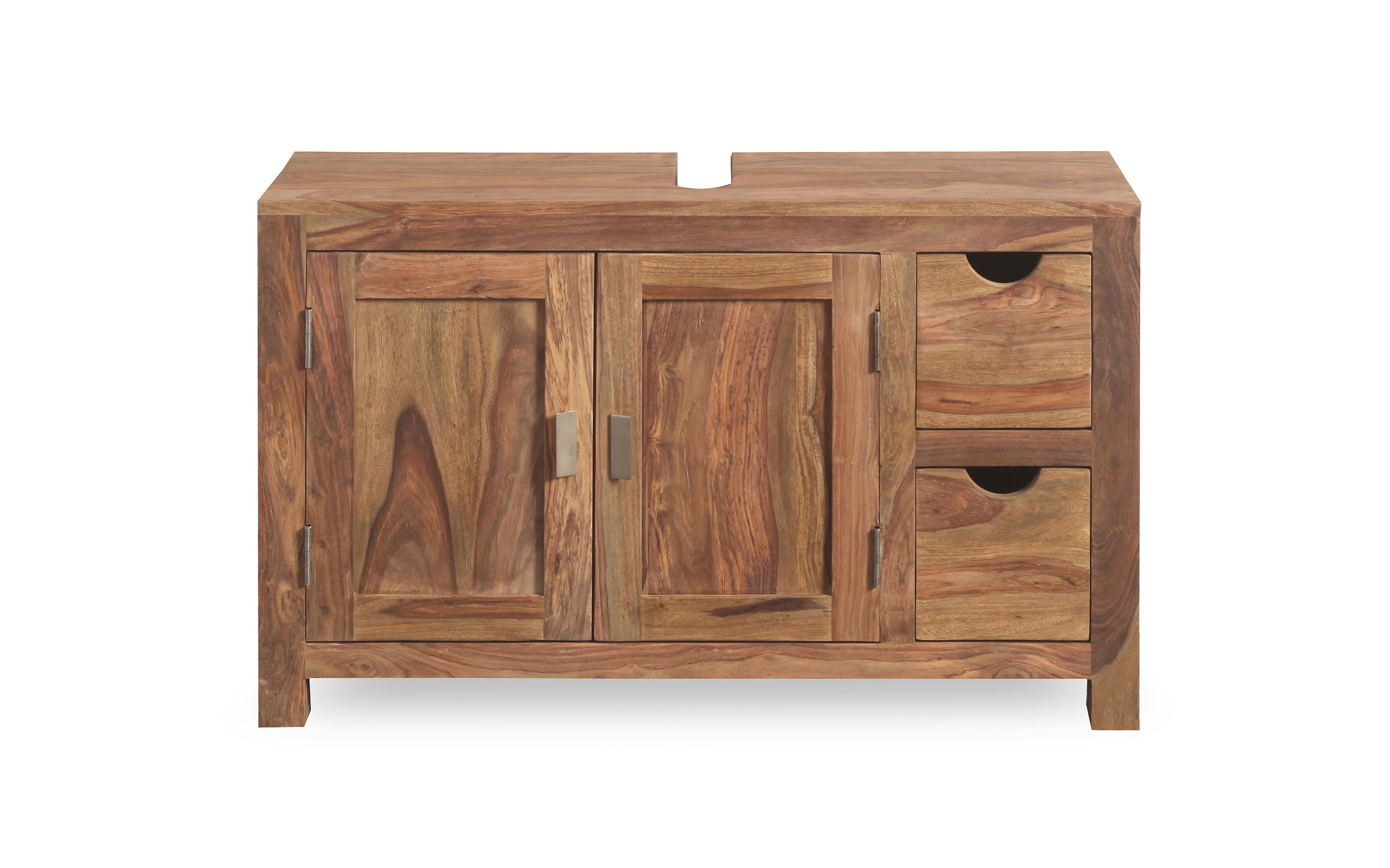 Waschbeckenunterschrank Yoga, massives Shishamholz 