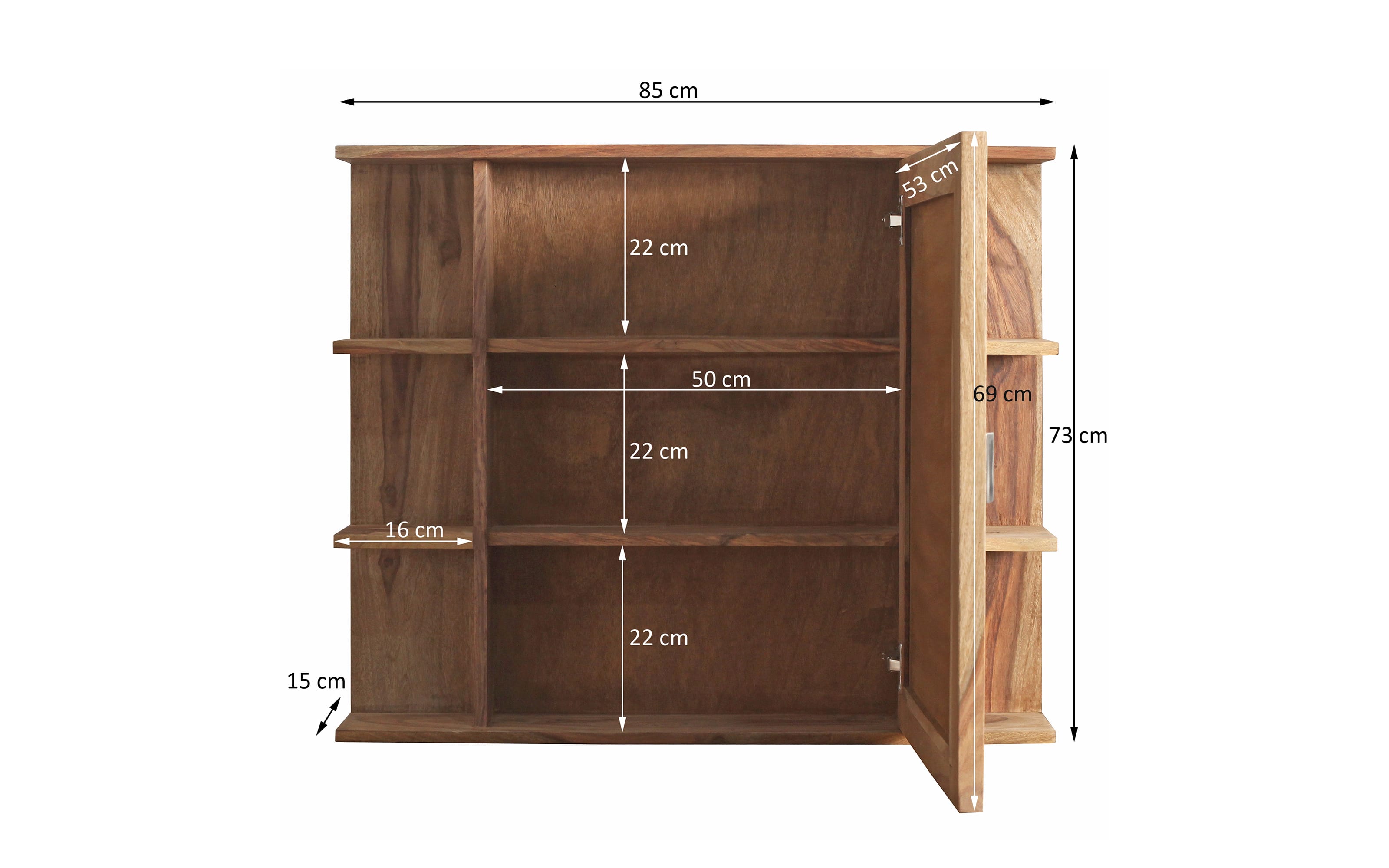 Spiegelschrank Yoga, Shishamholz, 85 x 73 cm