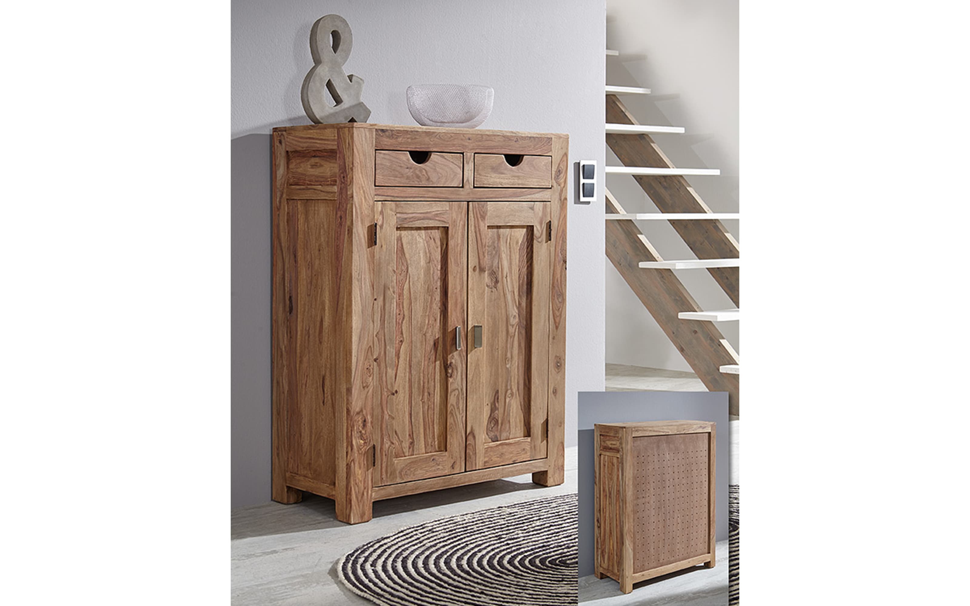 Kommode Yoga, massives Shishamholz 