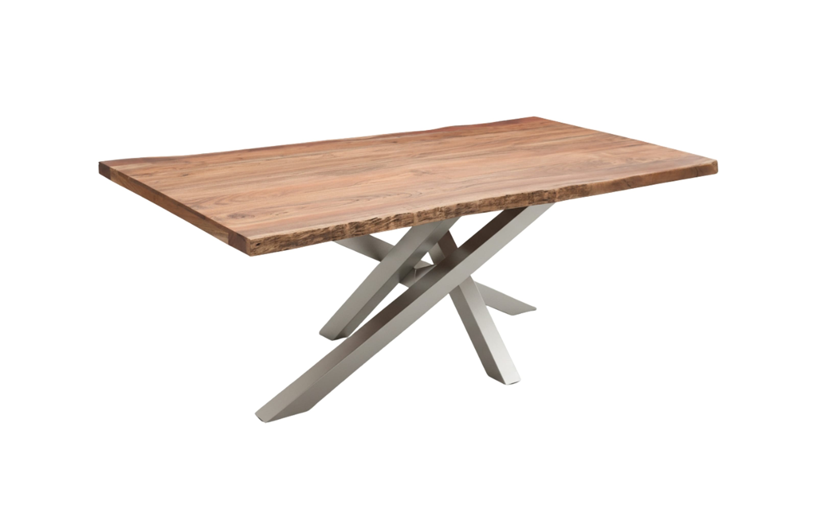 Esstisch Mesa verde, Akazie/silberfarbig