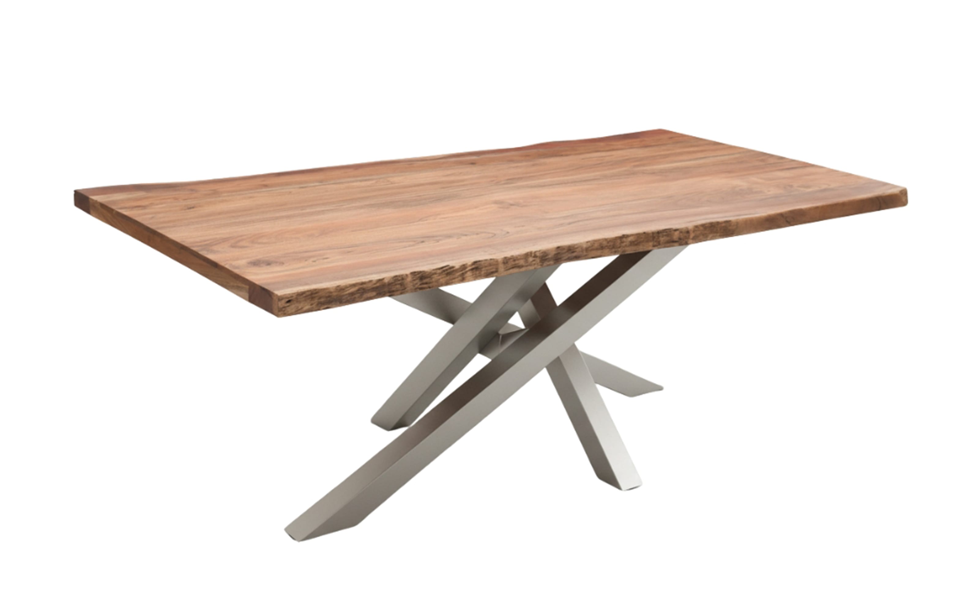 Esstisch Mesa verde, Akazie/silberfarbig