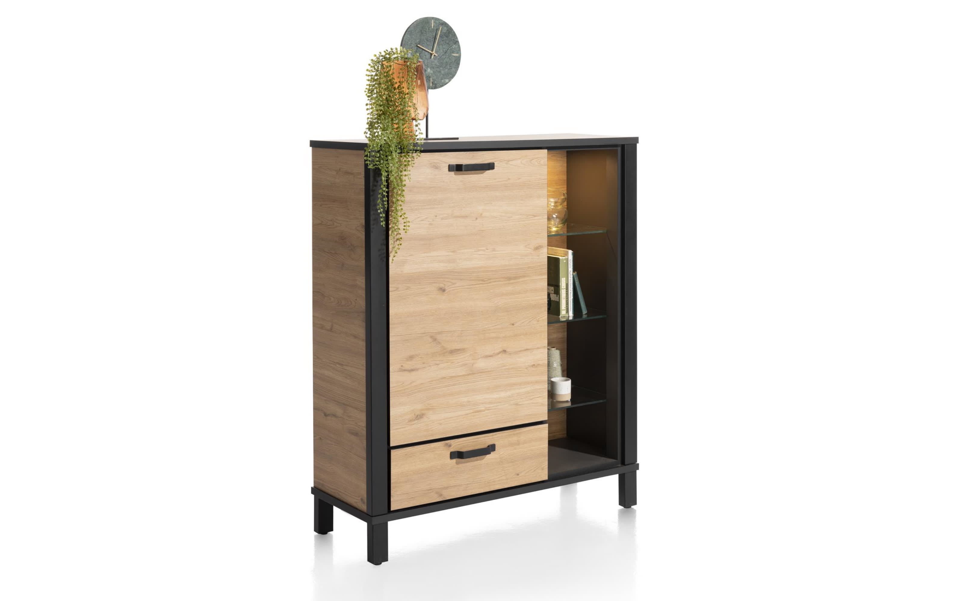 Highboard Sardinie, Laminato natural vintage, inkl. LED-Beleuchtung