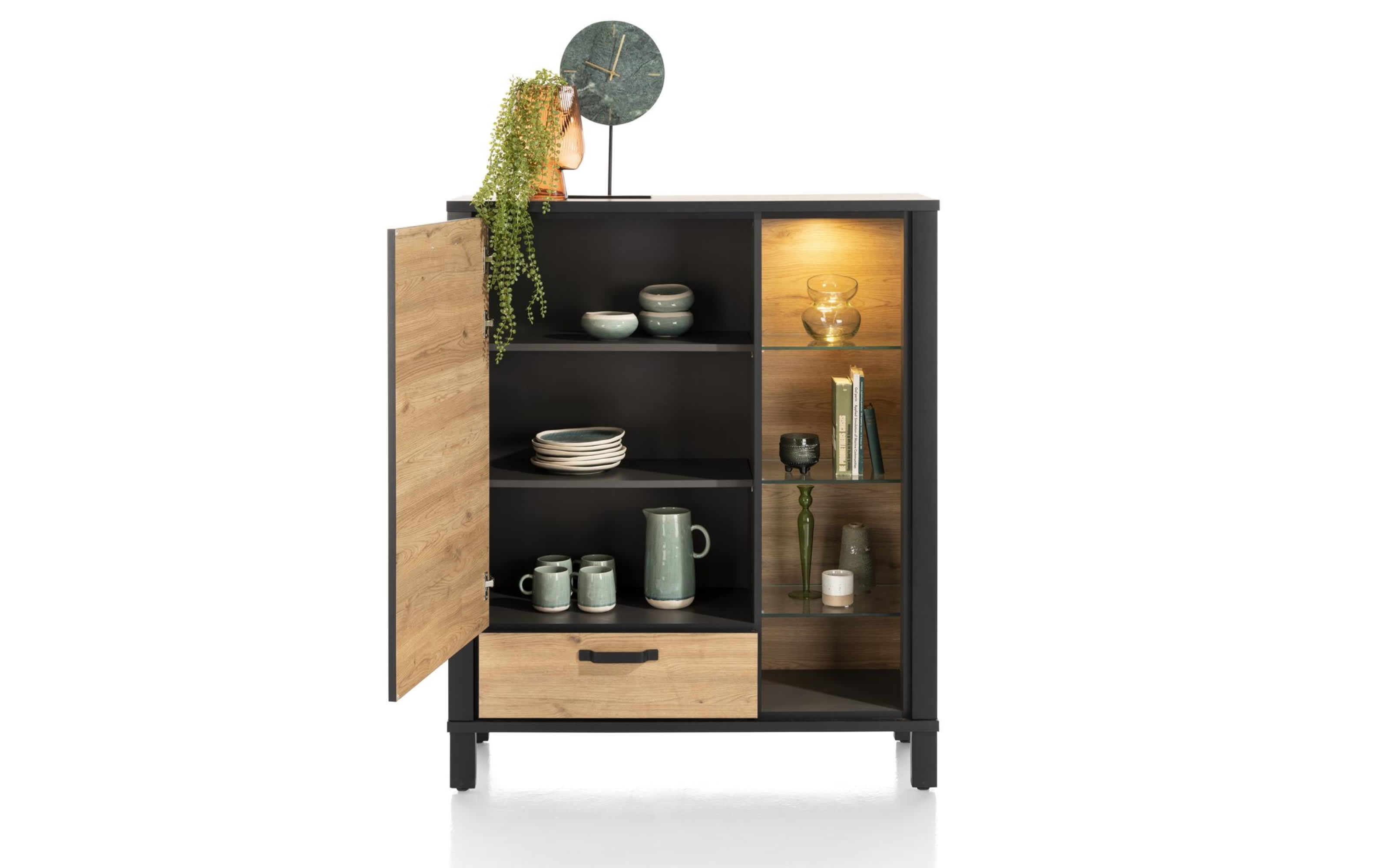 Highboard Sardinie, Laminato natural vintage, inkl. LED-Beleuchtung