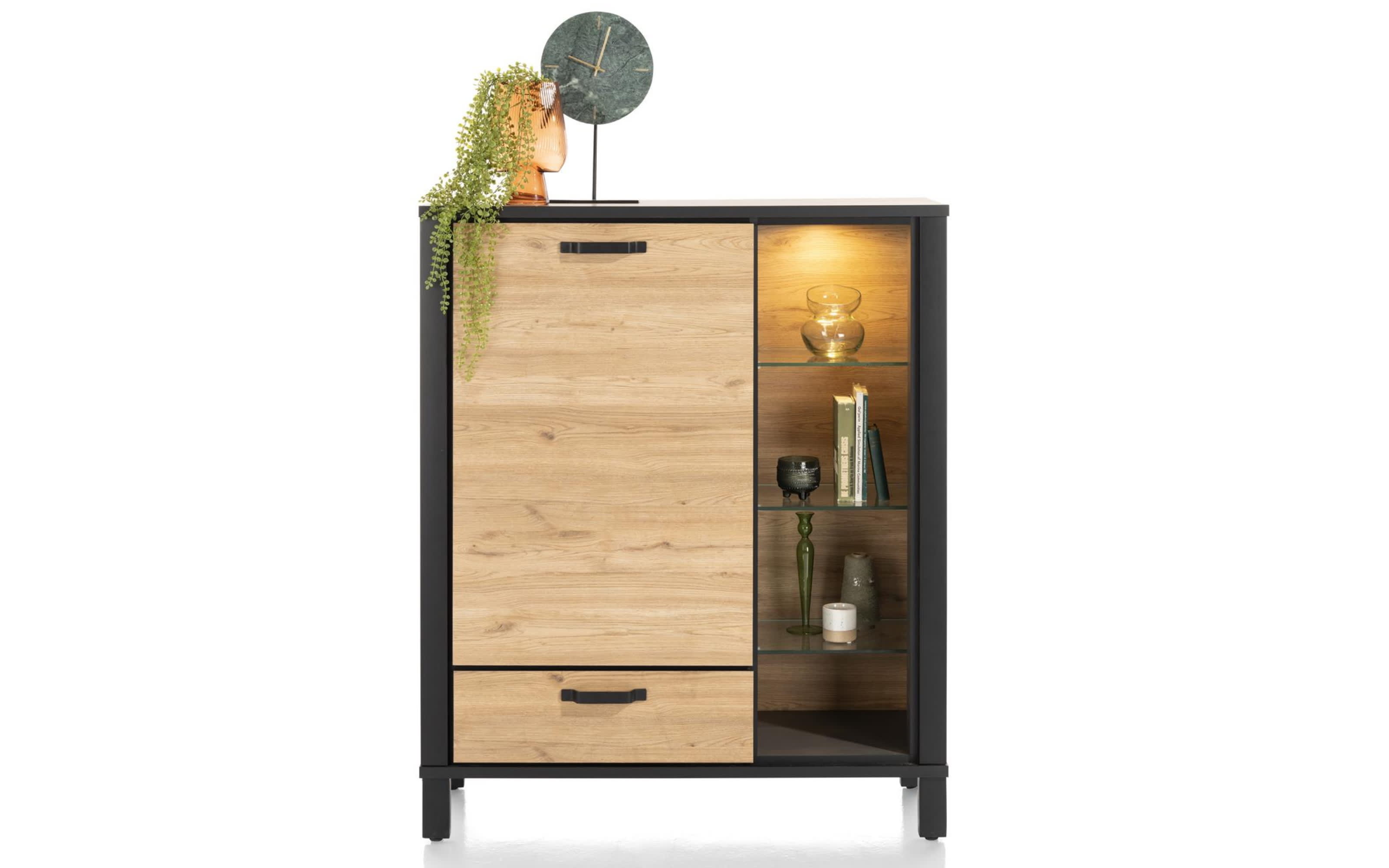 Highboard Sardinie, Laminato natural vintage, inkl. LED-Beleuchtung