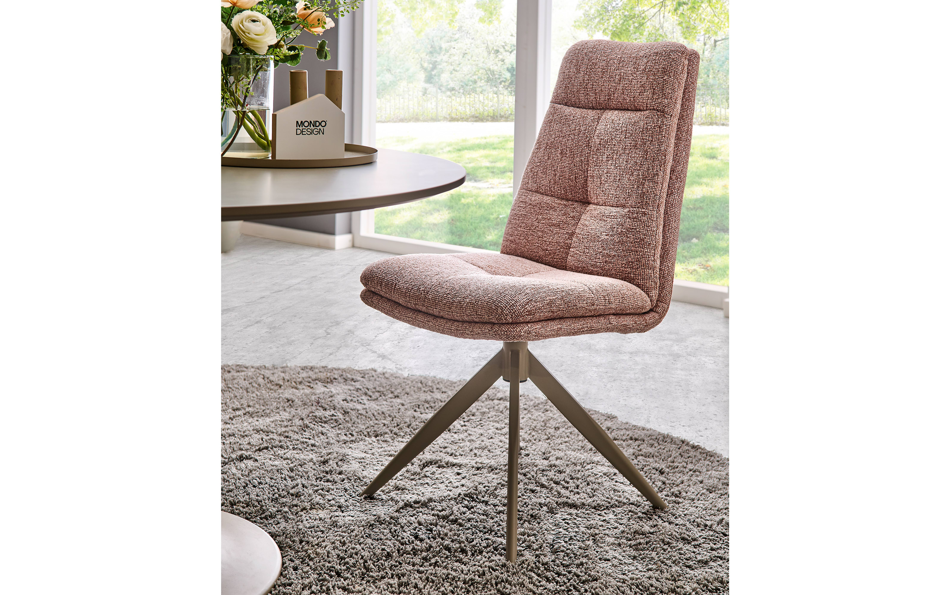 Schalen-Stuhl Virello, rose/beige, inkl. Drehfunktion