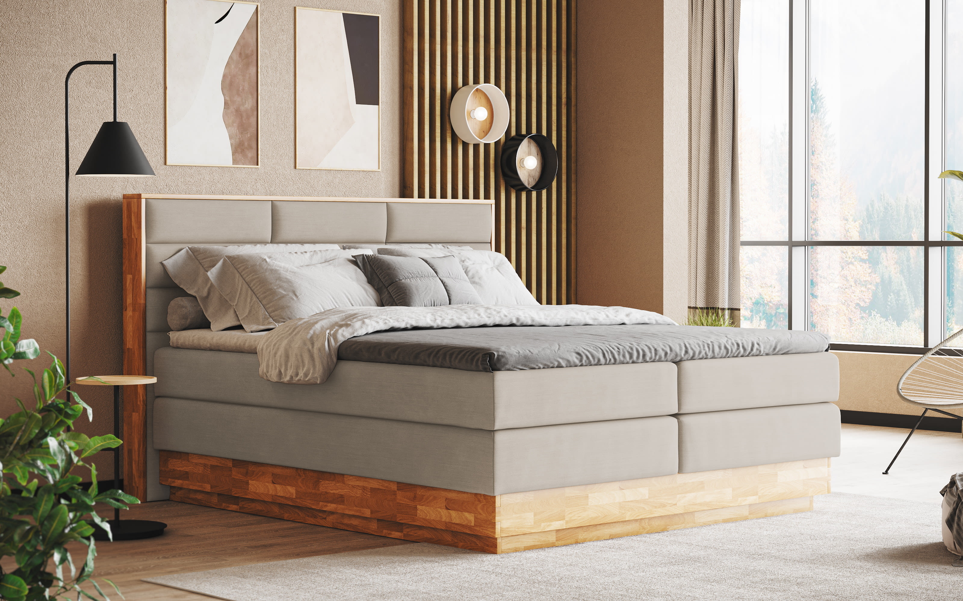 Boxspringbett Incana II, natural, inkl. Bettkästen