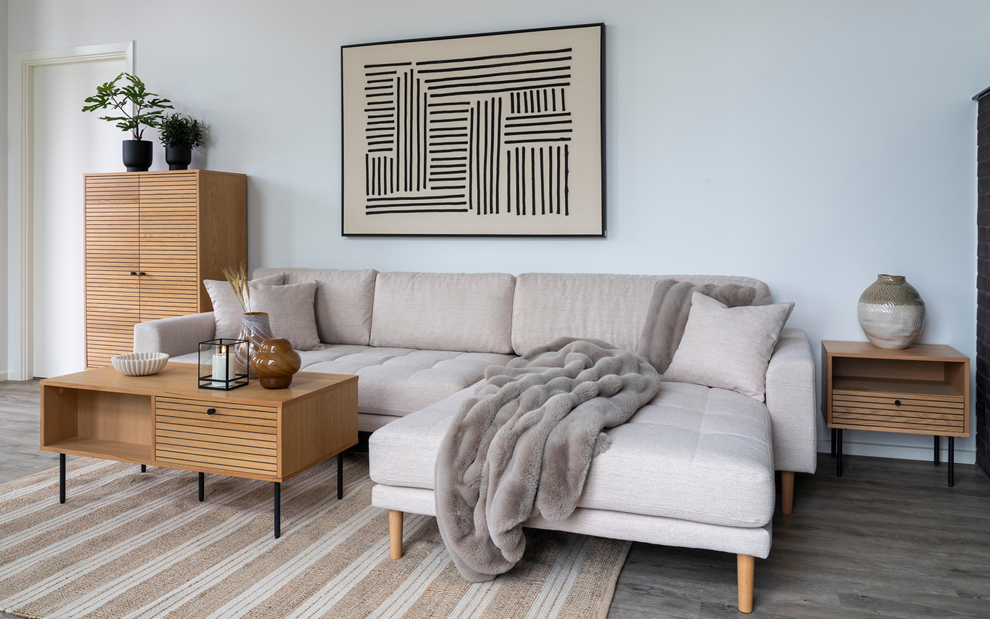 Highboard Kyoto, furnierte Eiche