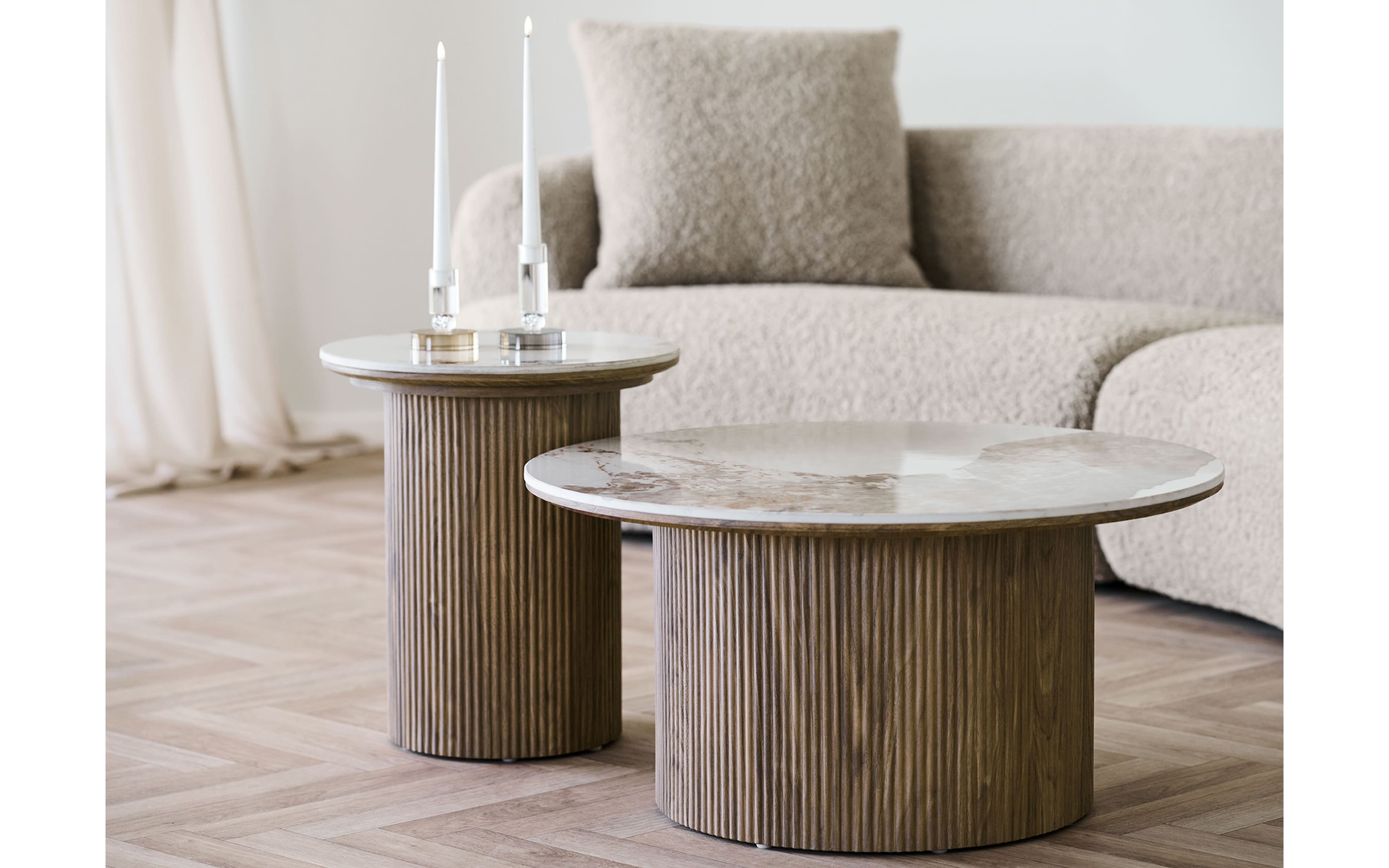 Beistelltisch Athen, weiß/dunkelbraun