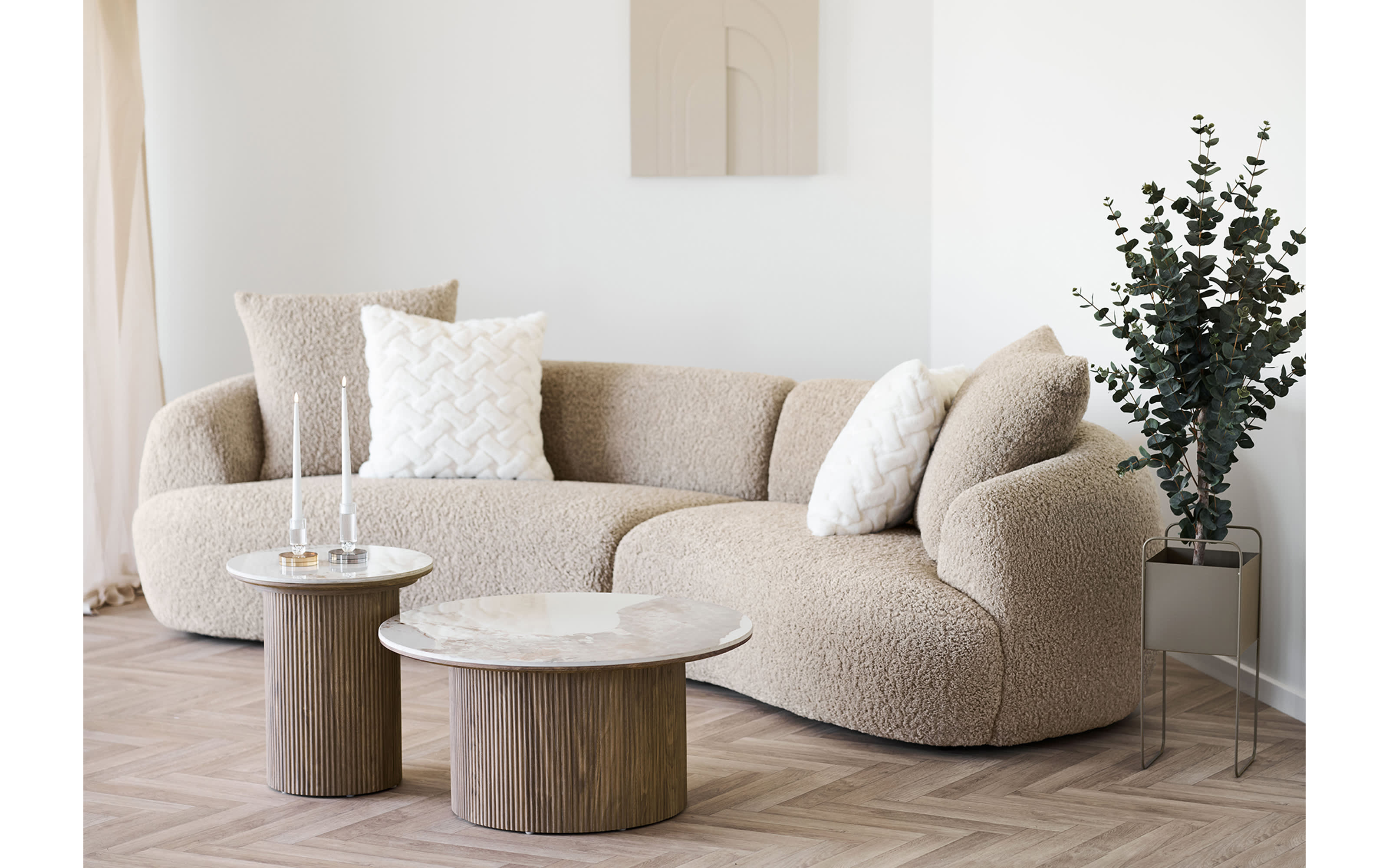 Couchtisch Athener, weiß/dunkelbraun