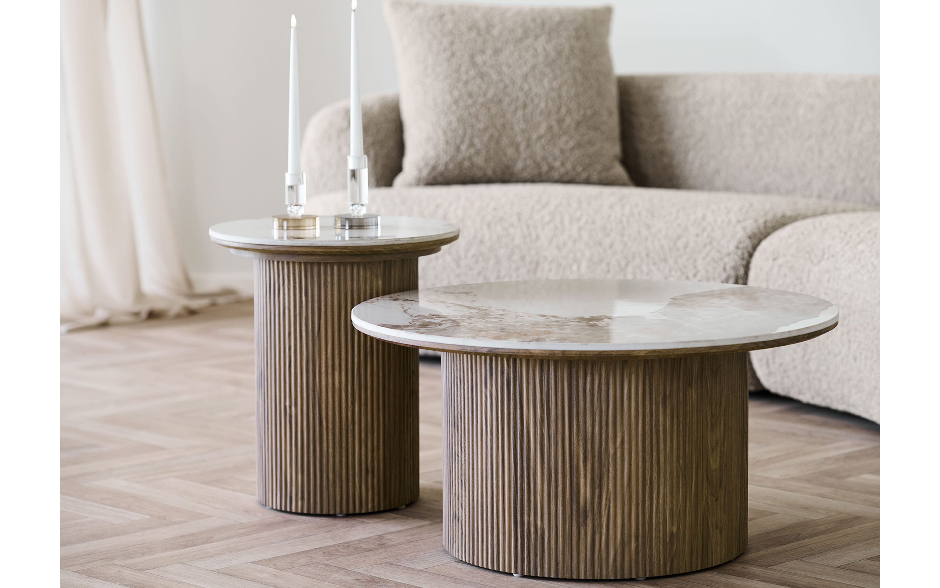 Couchtisch Athener, weiß/dunkelbraun