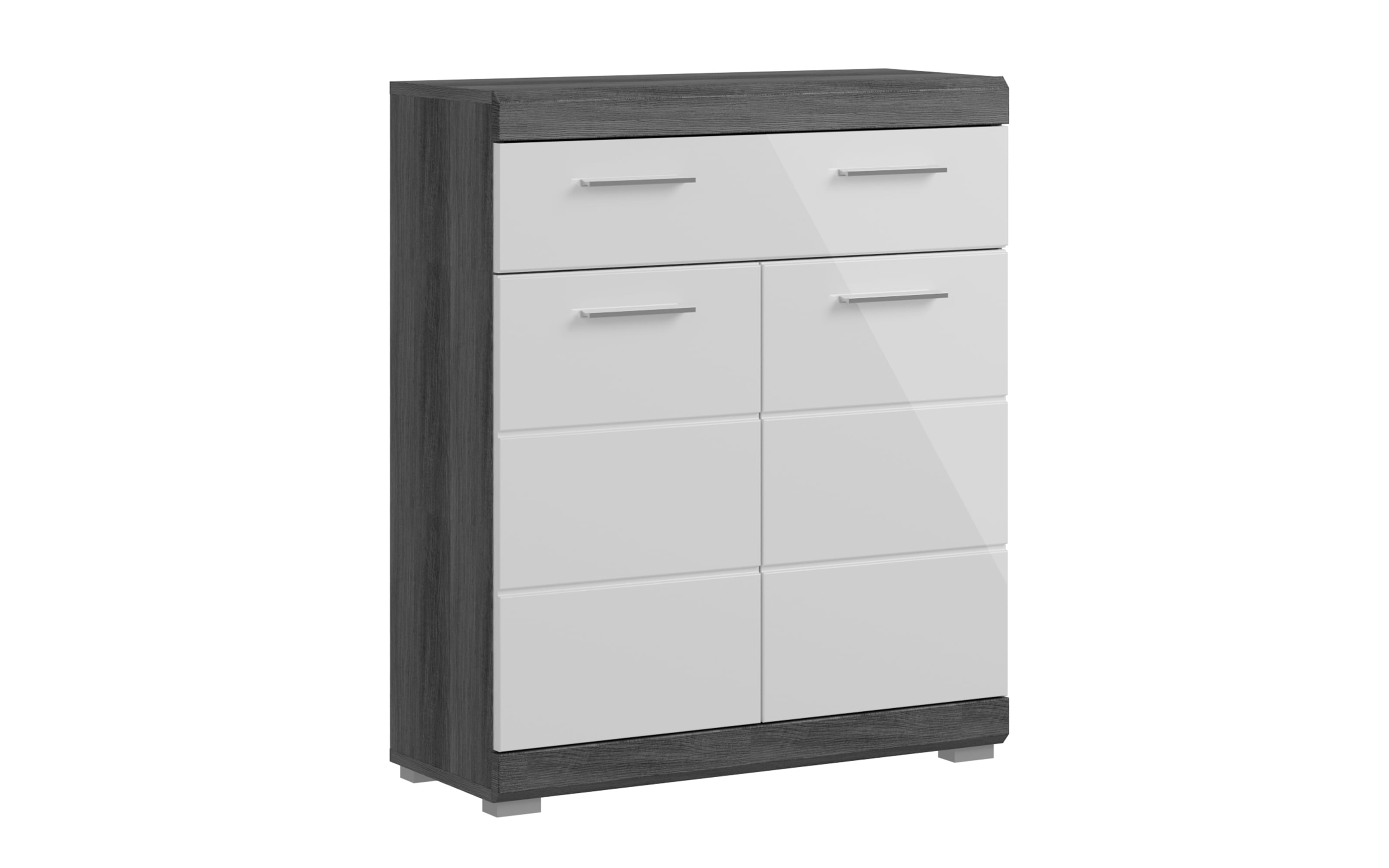 Standschrank Scout, Rauchsilber Nachbildung/weiß Hochglanz, Breite 74 cm