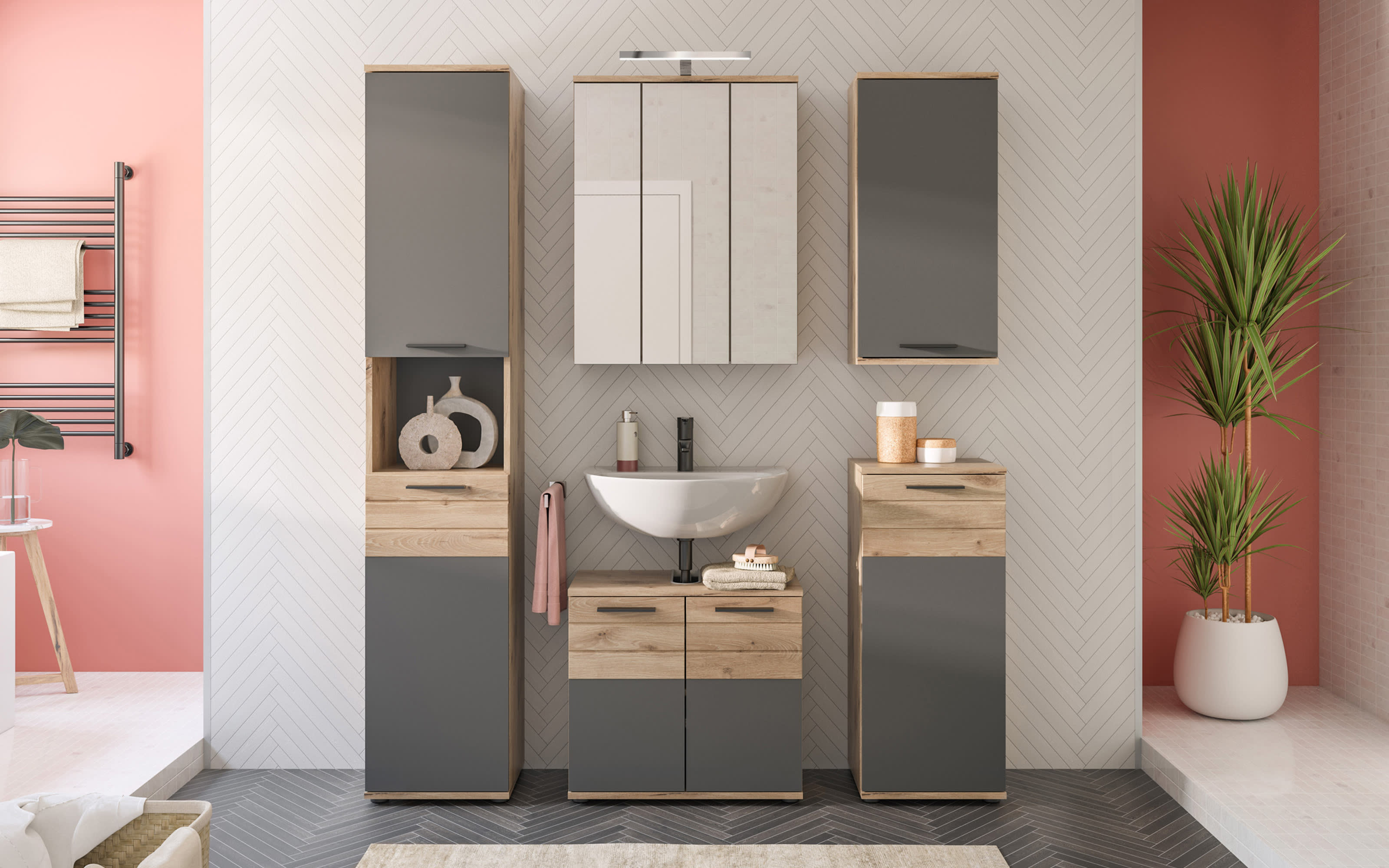 Spiegel Mason in Nox Oak Nachbildung/basaltfarbig