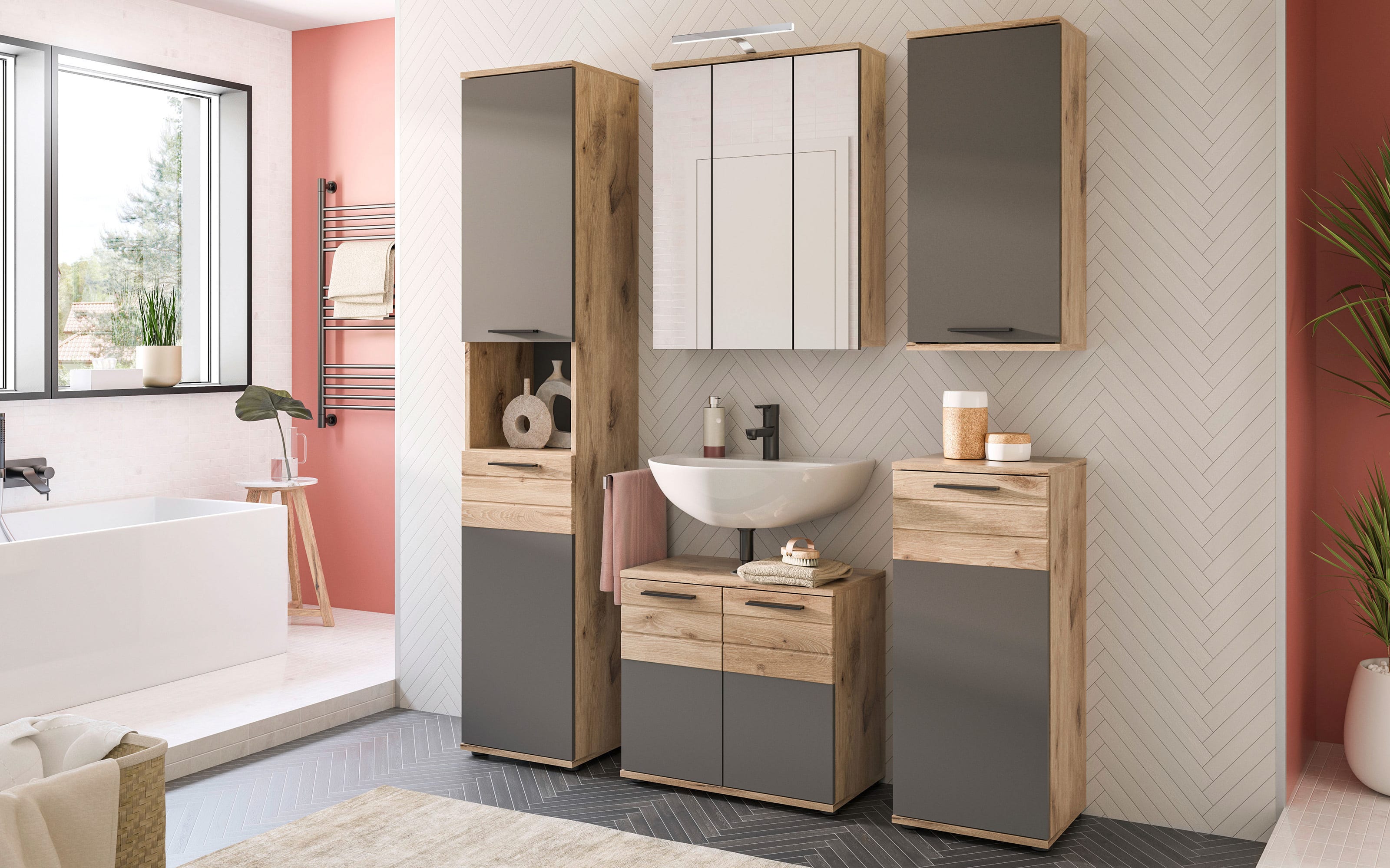 Spiegel Mason in Nox Oak Nachbildung/basaltfarbig