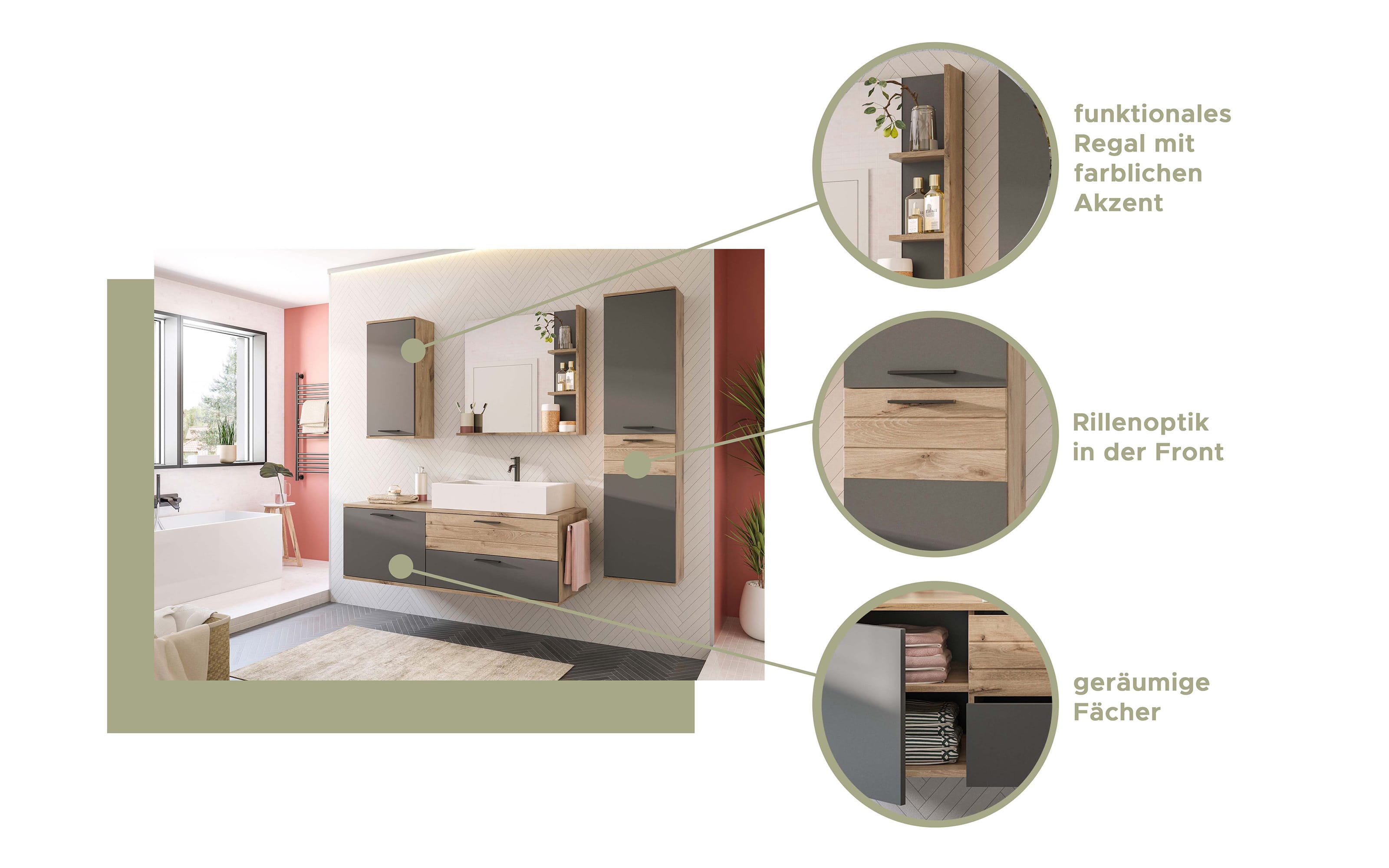 Spiegel Mason in Nox Oak Nachbildung/basaltfarbig