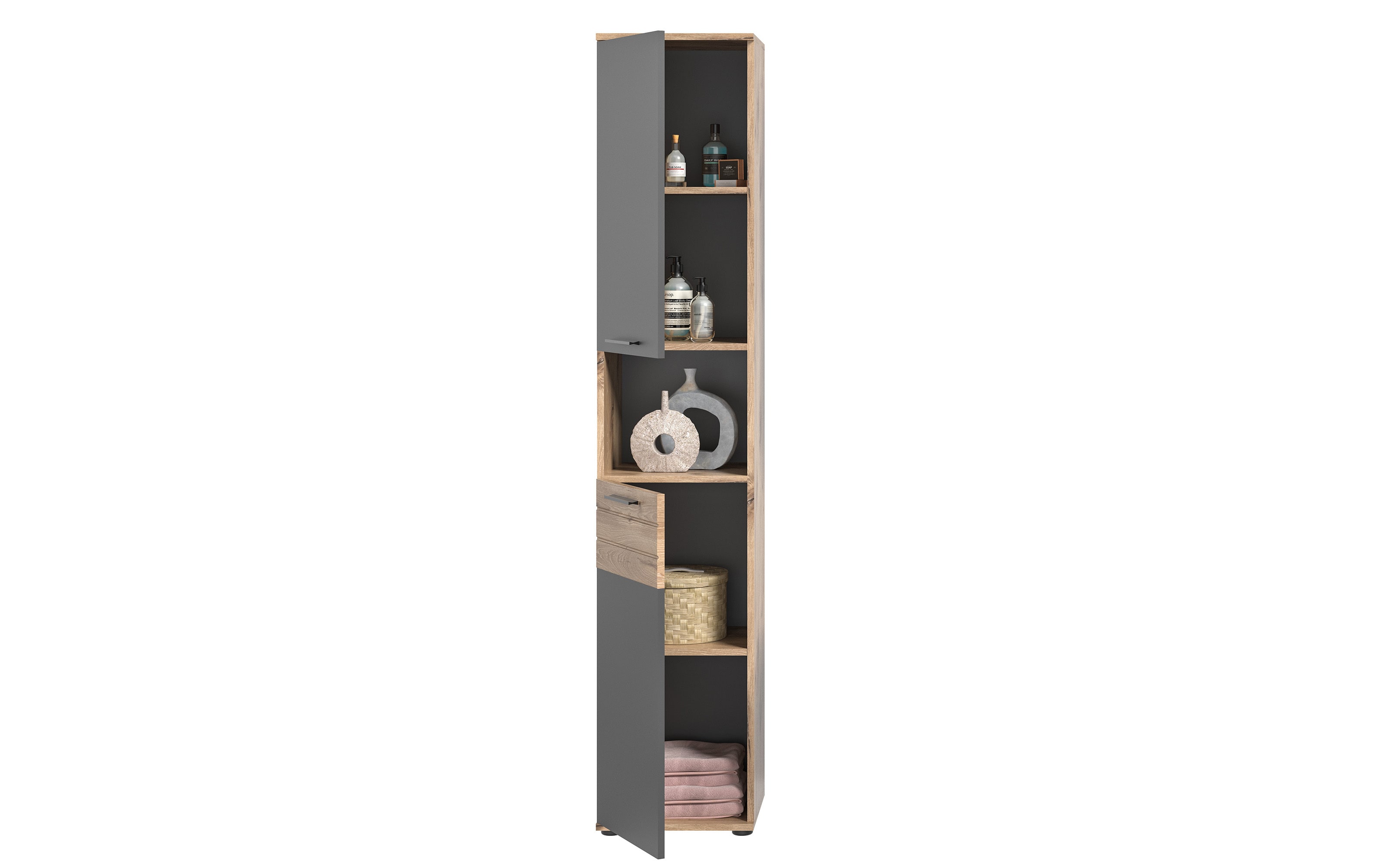 Hochschrank Mason, Nox Oak Nachbildung/basaltfarbig, Höhe 190 cm