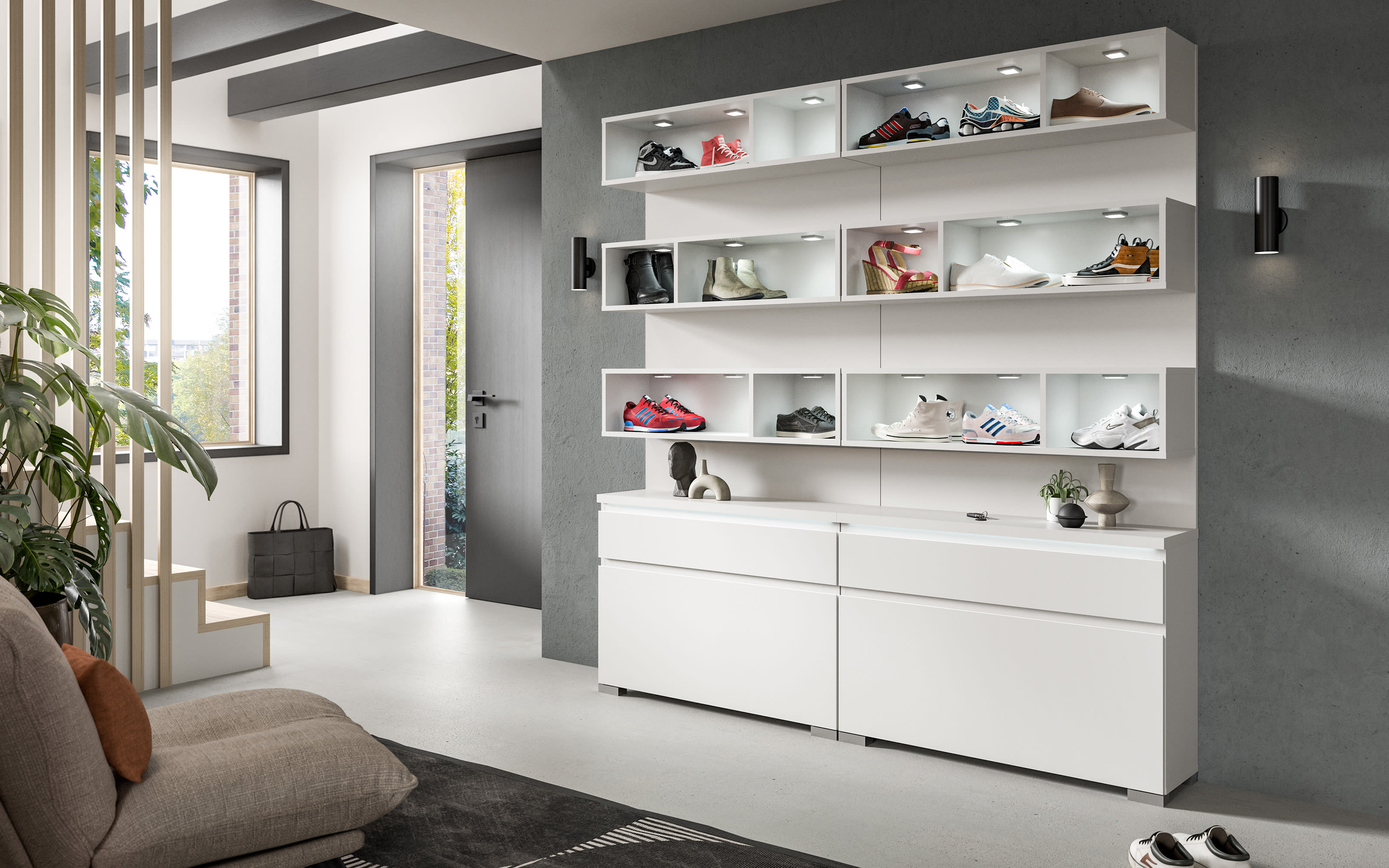 Garderobenset Shoelove, Eiche-Nachbildung/weiß