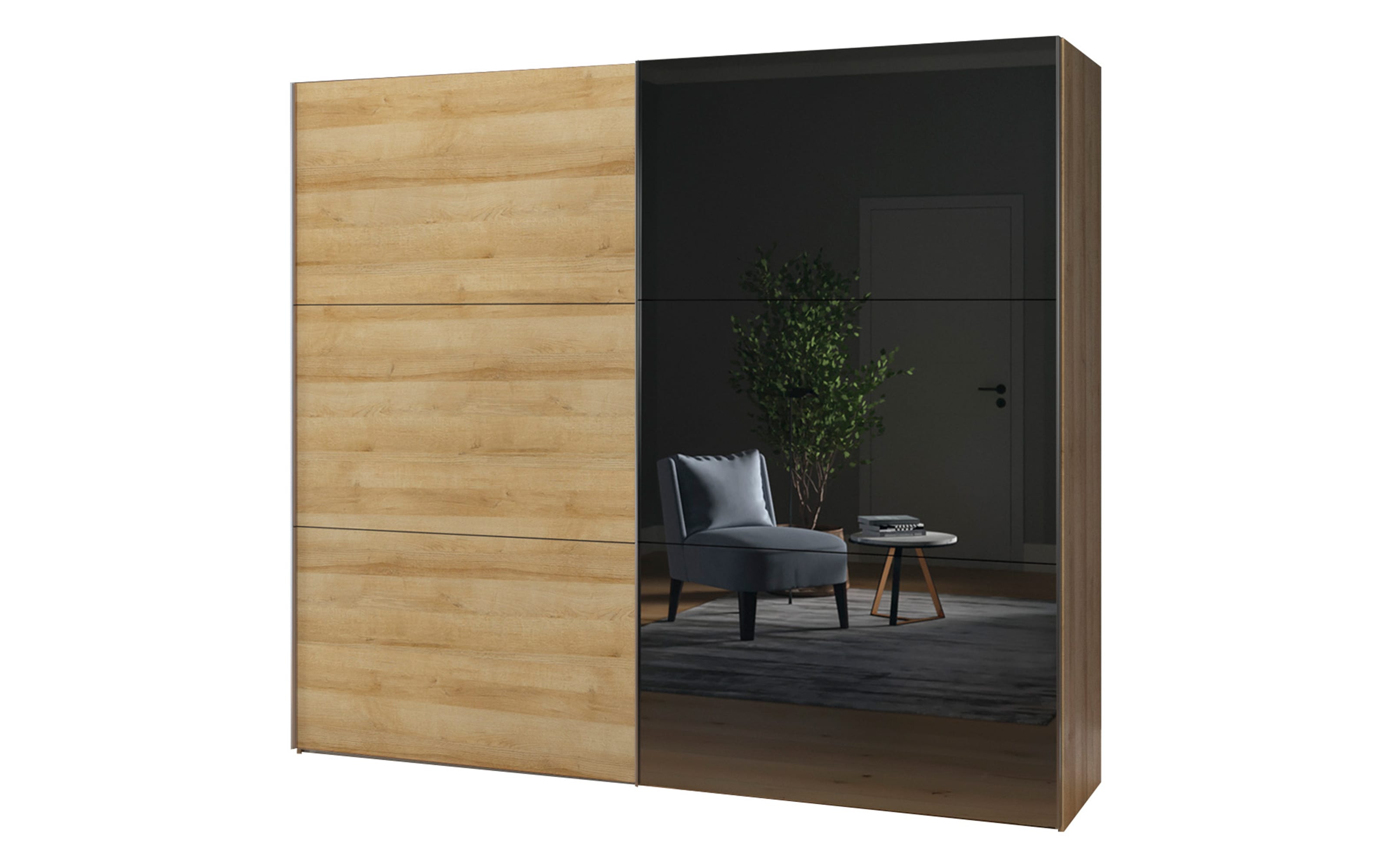 Schwebetürenschrank Slideline, Eiche, 252 x 220 cm