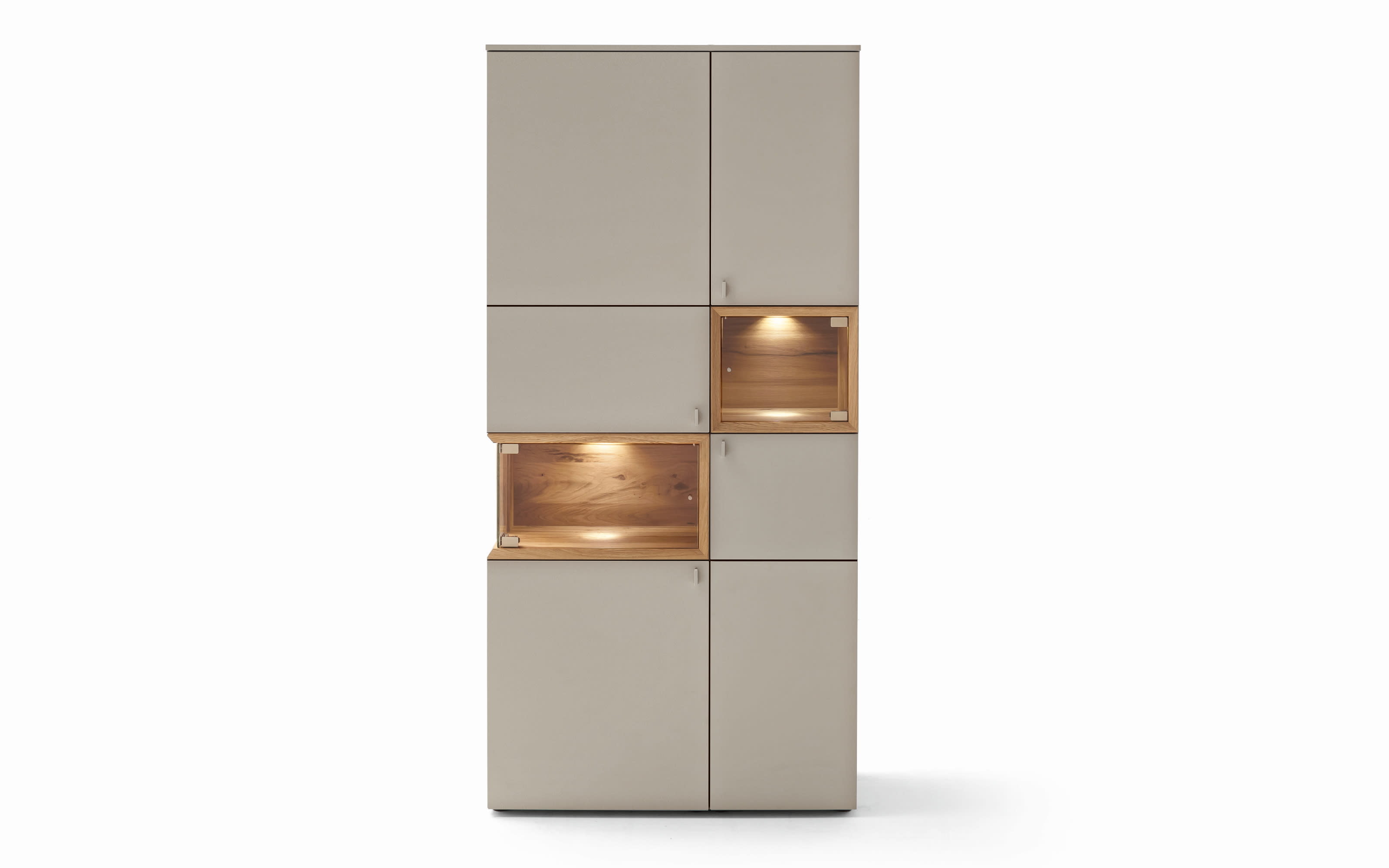 Vitrine Andiamo, steingrau/Eiche rustico