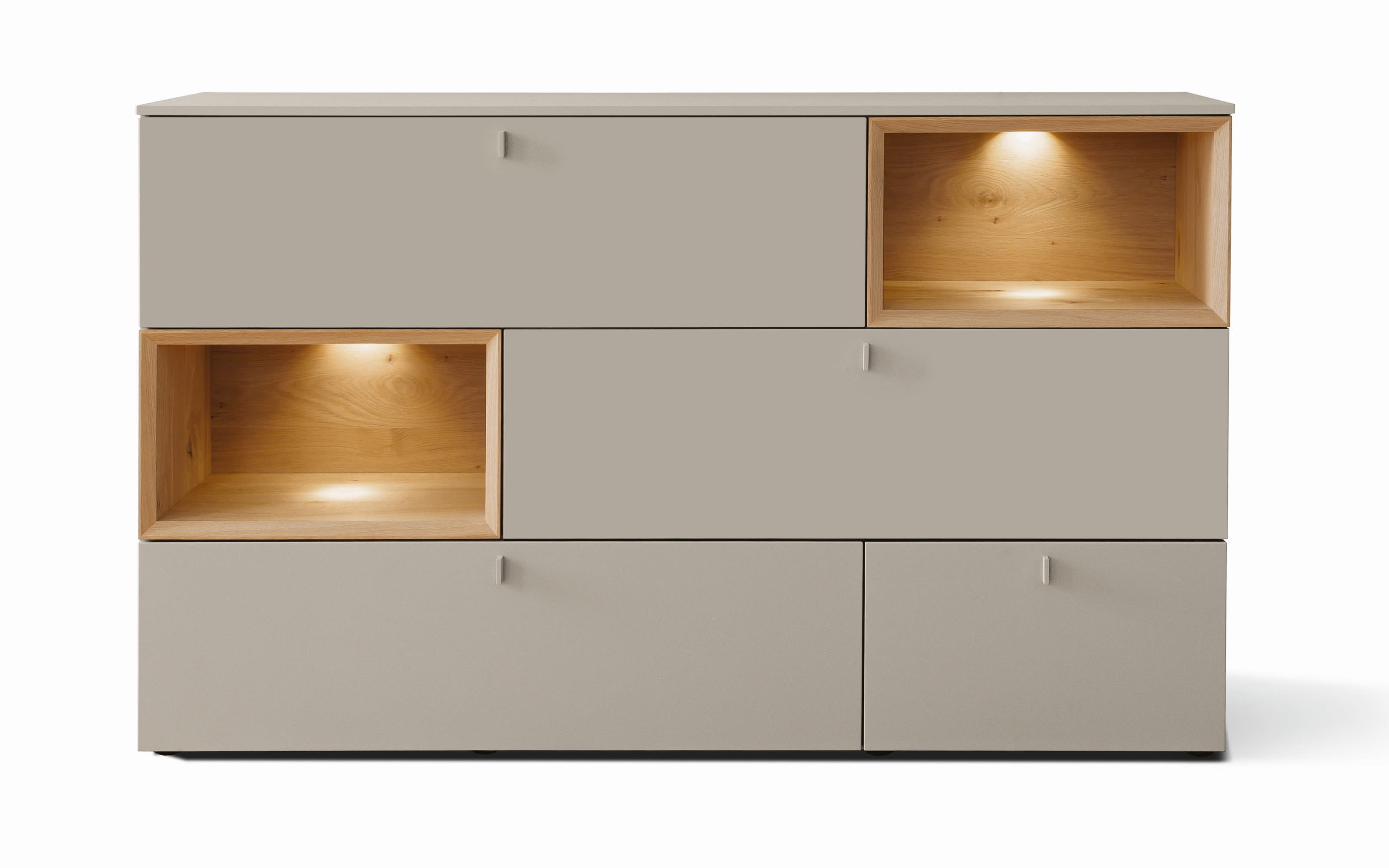 Sideboard Andiamo, steingrau/Eiche rustico