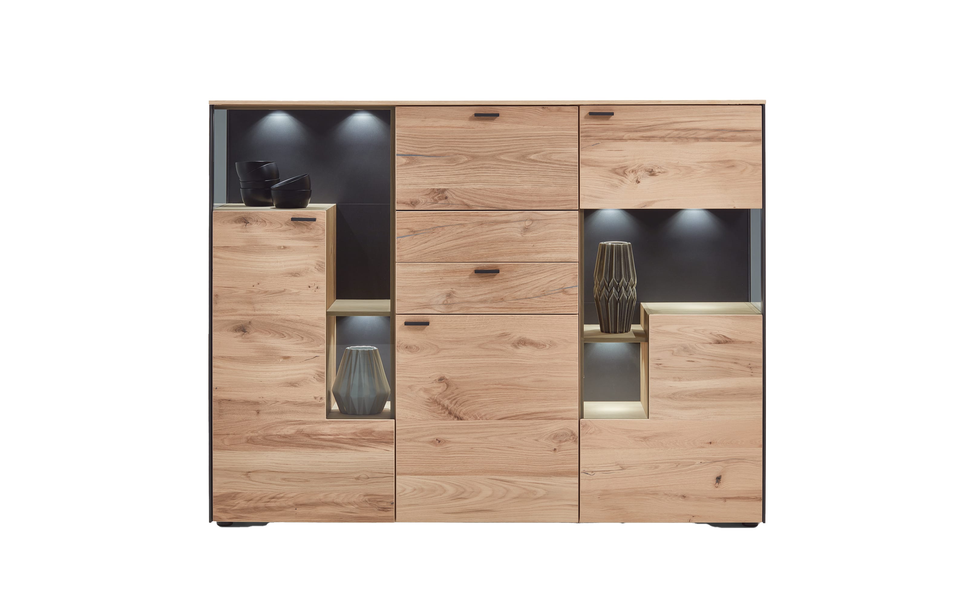 Highboard Andra, Eiche rustico/anthrazit