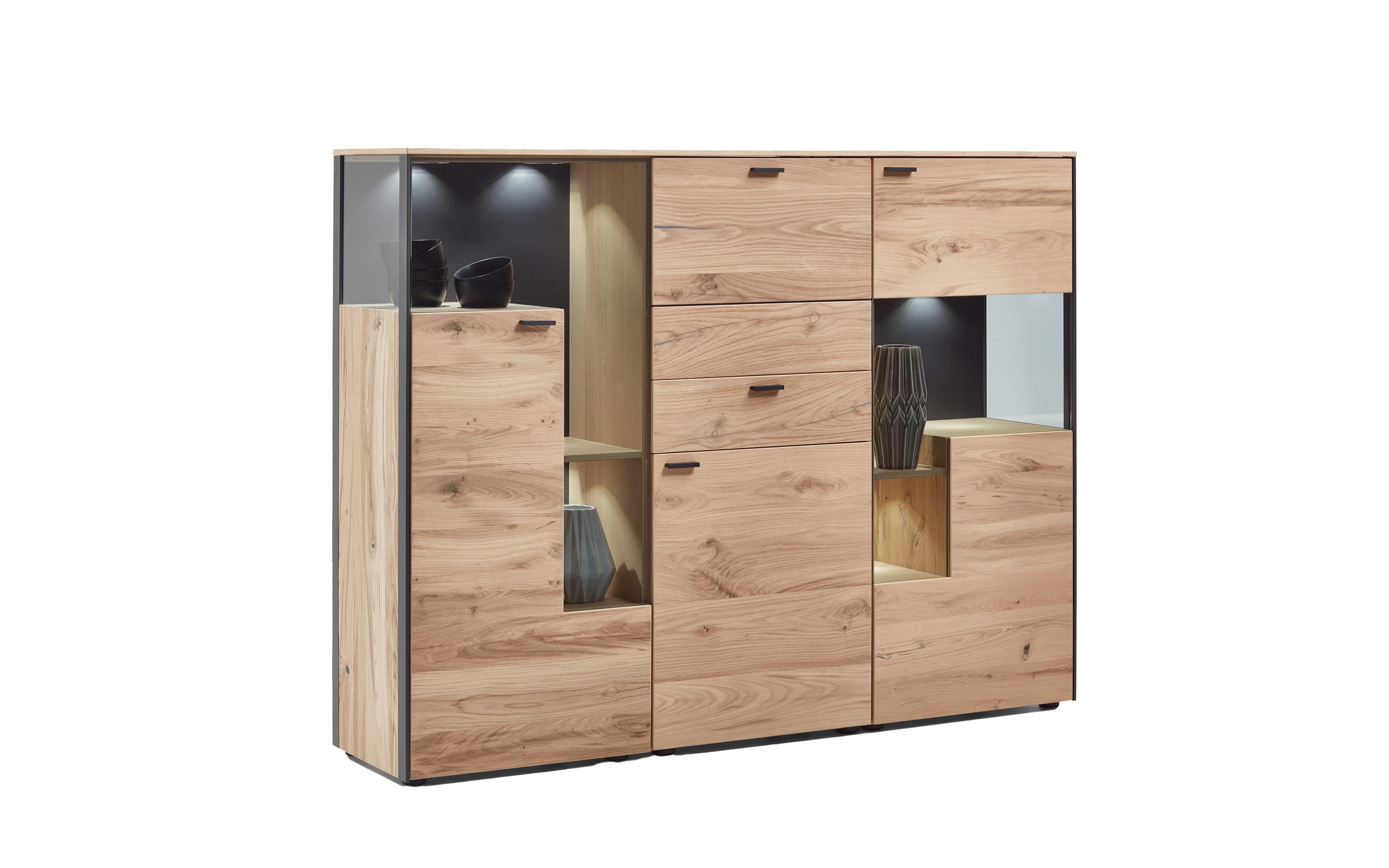 Highboard Andra, Eiche rustico/anthrazit