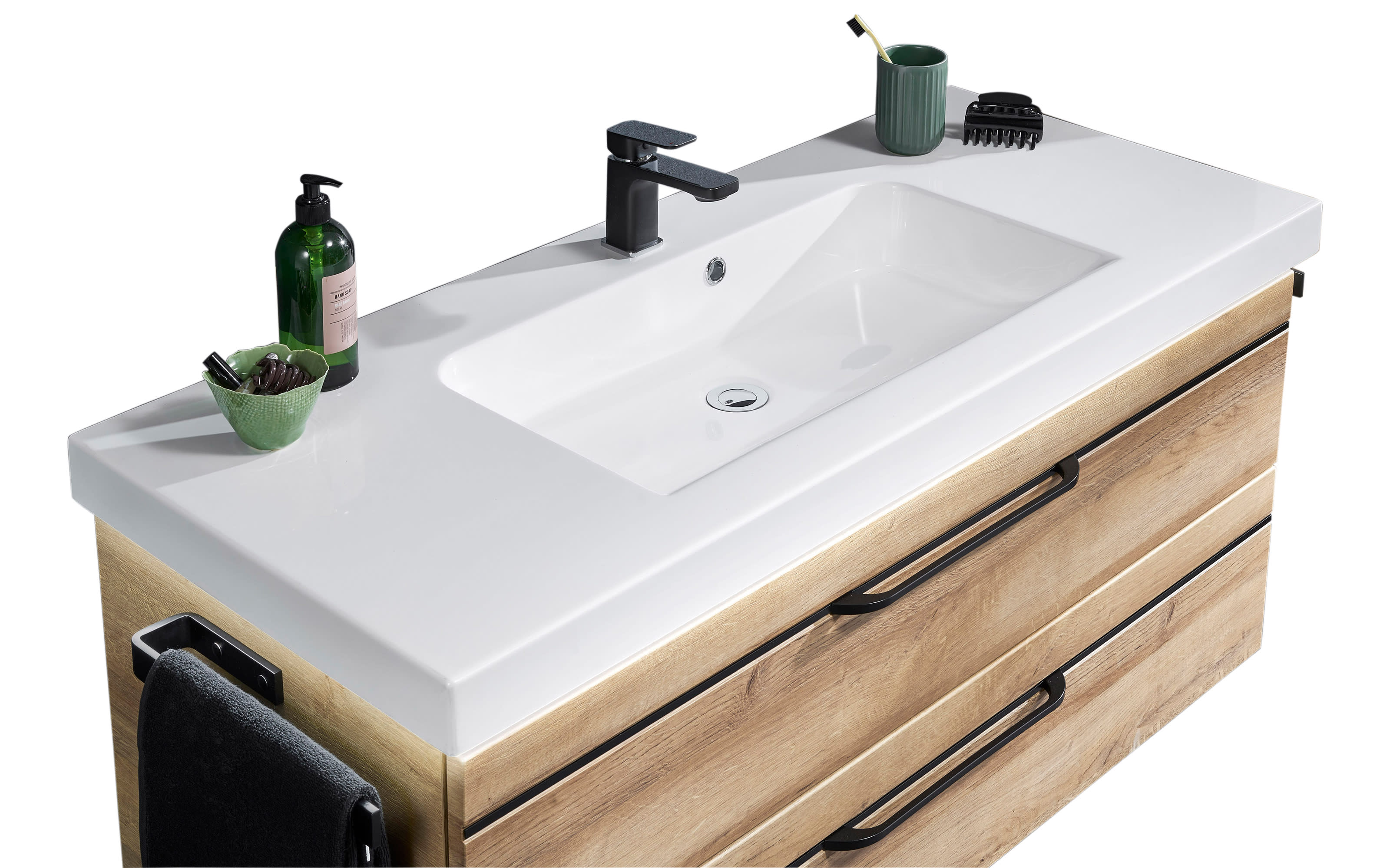 Badeinrichtung Bern in optiwhite Glas-San Remo Eiche Nachbildung