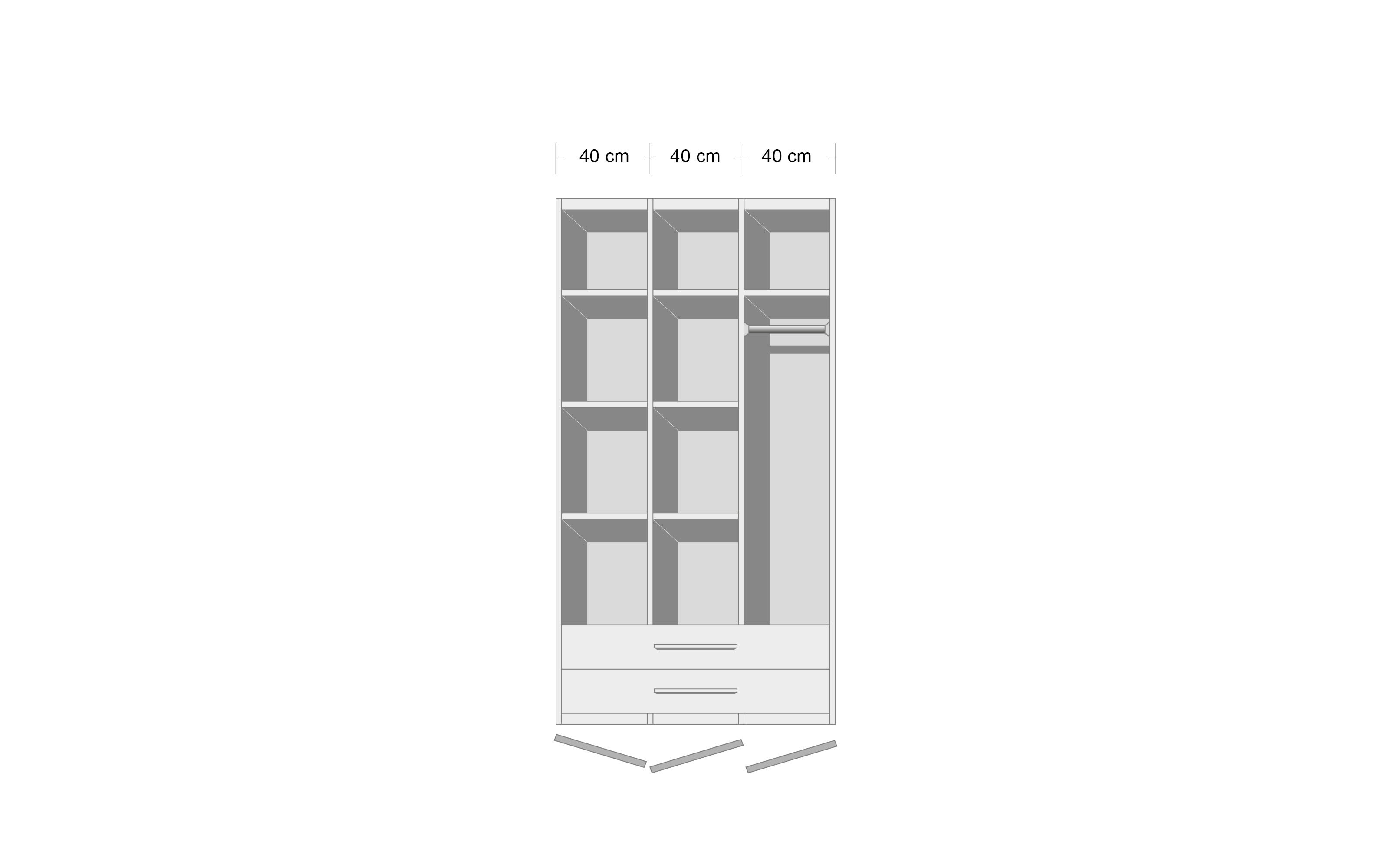 Kleiderschrank Remo, kreideweiß, 125 x 199 cm