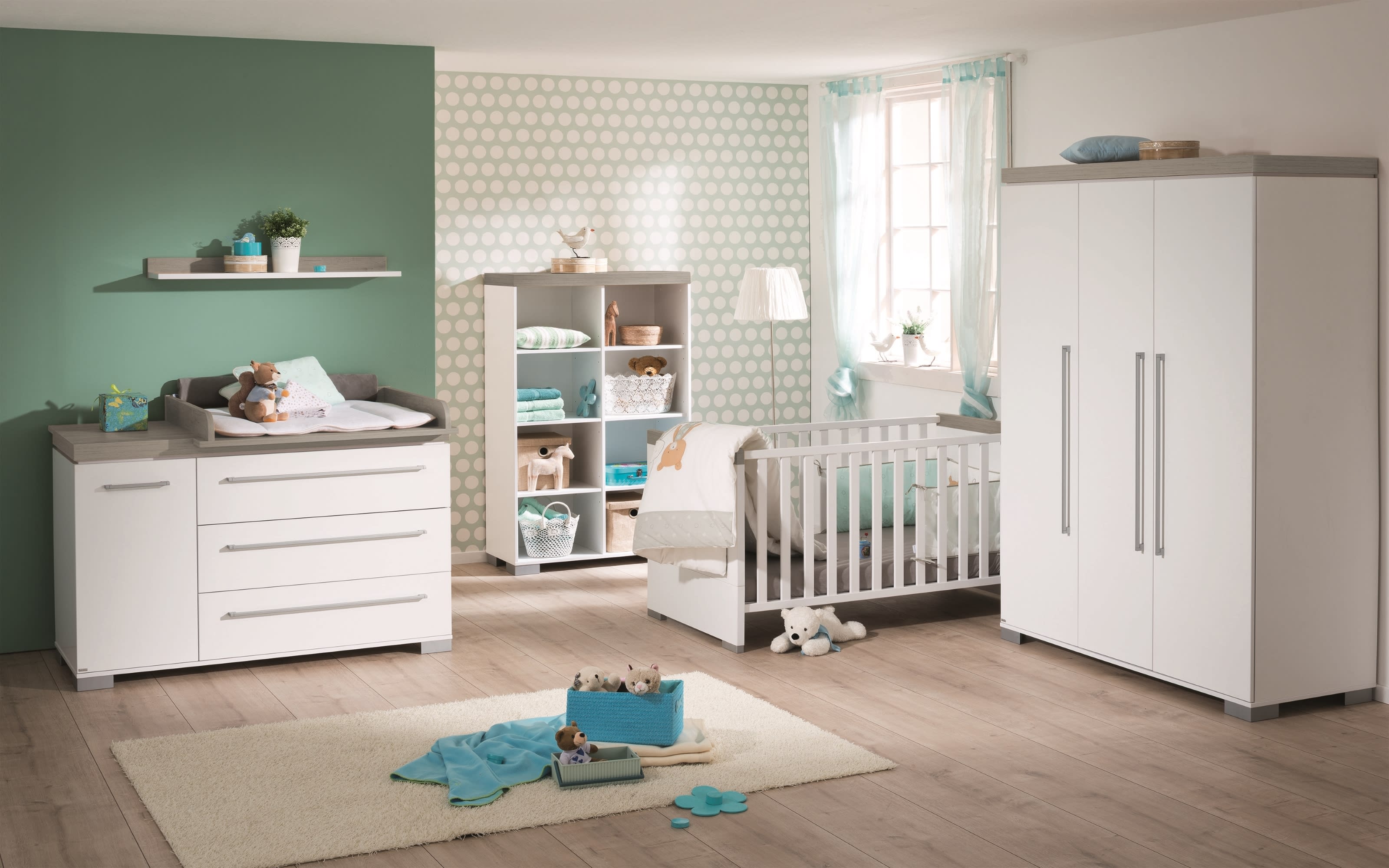 Kleiderschrank Kira in kreideweiß/Eiche-Nautik-Nachbildung