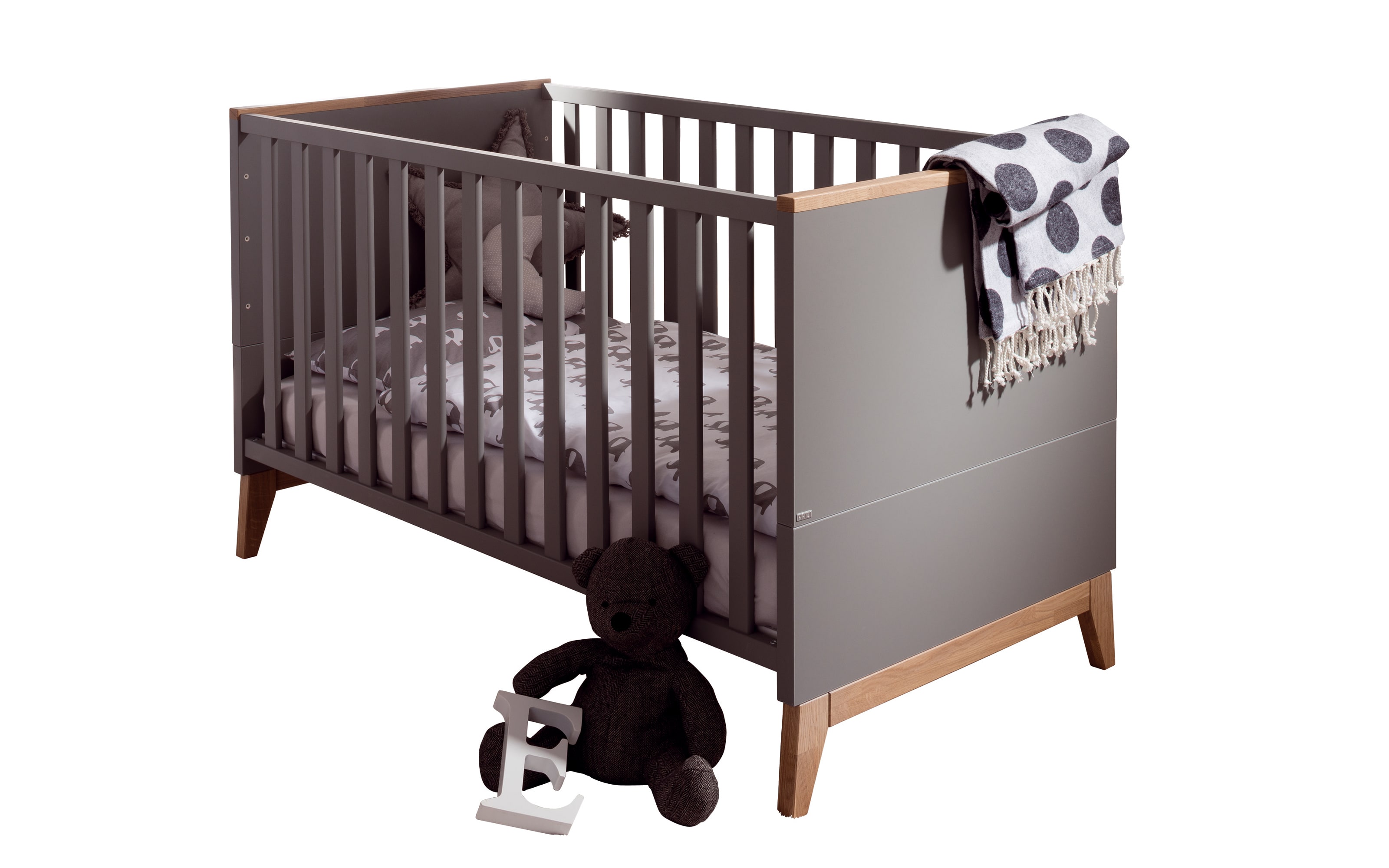 Babyzimmer Sten, schiefergrau/Eiche massiv