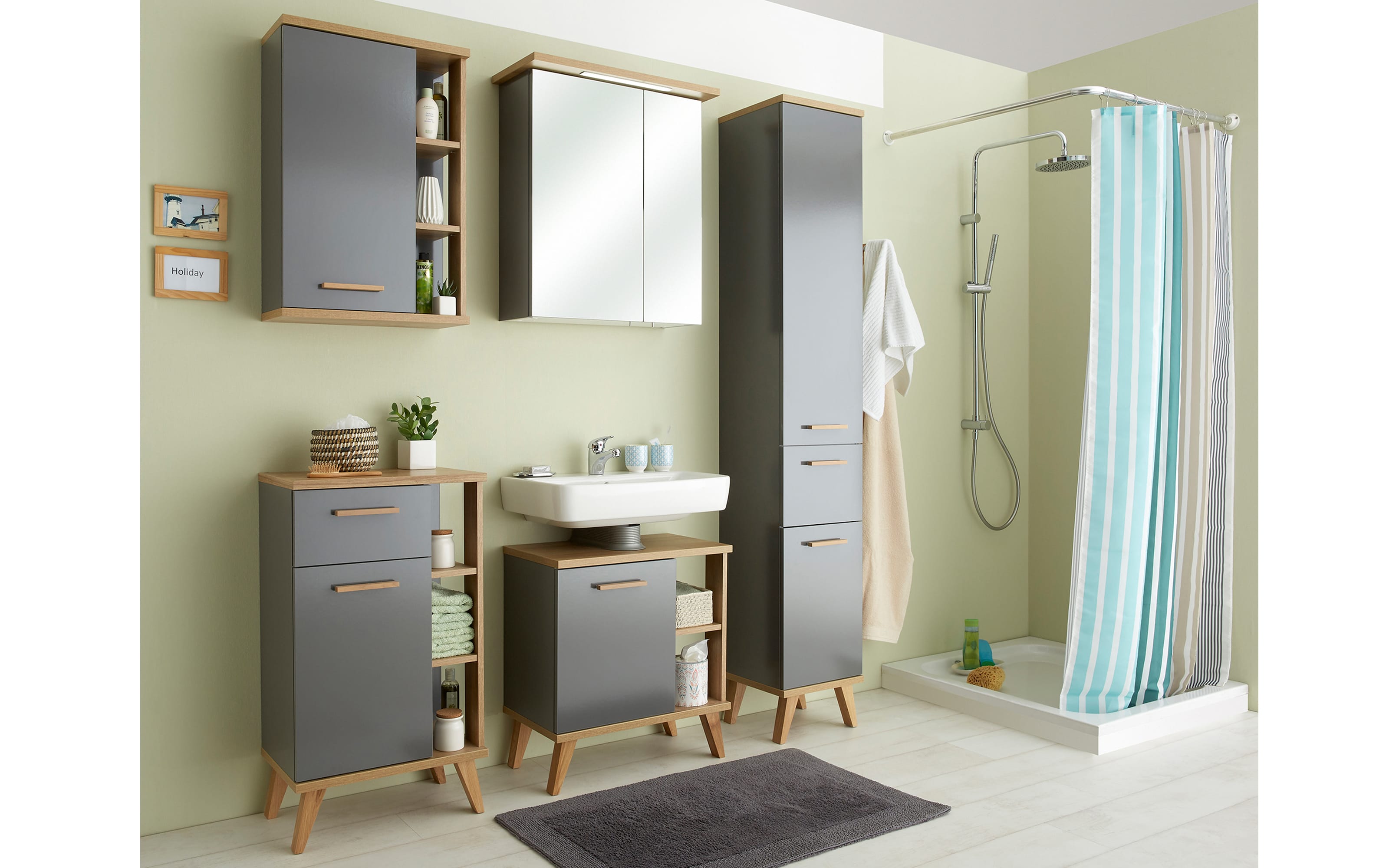Unterschrank Glow, quarzgrau Glanz