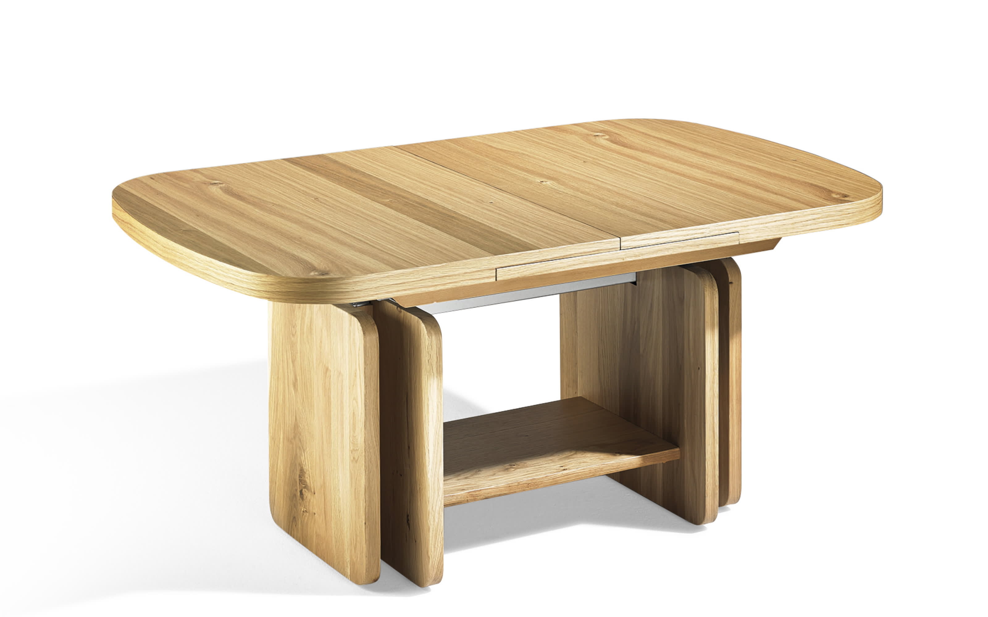 Couchtisch 1280H, Asteiche teilmassiv, inkl. Mittelauszug & Lift-Funktion