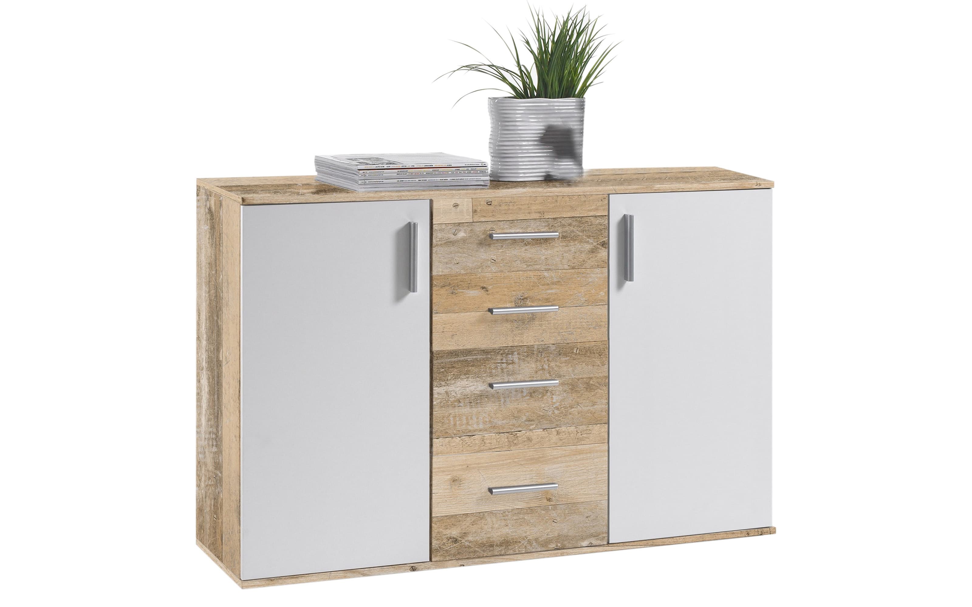 Kommode Charly, Holz-Nachbildung/weiß, 120 x 82 cm 