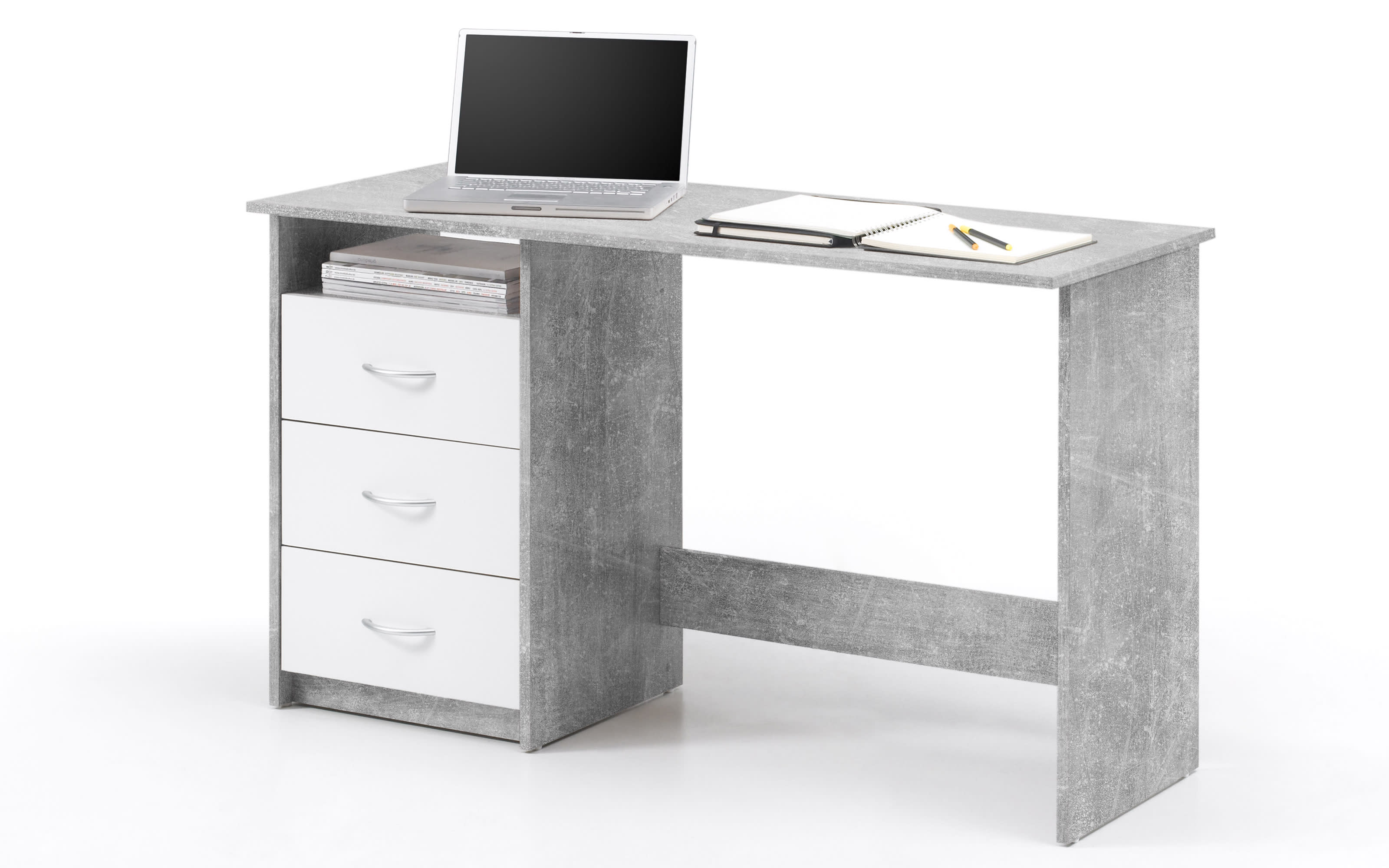 Schreibtisch Adria, betonfarbig/weiß matt