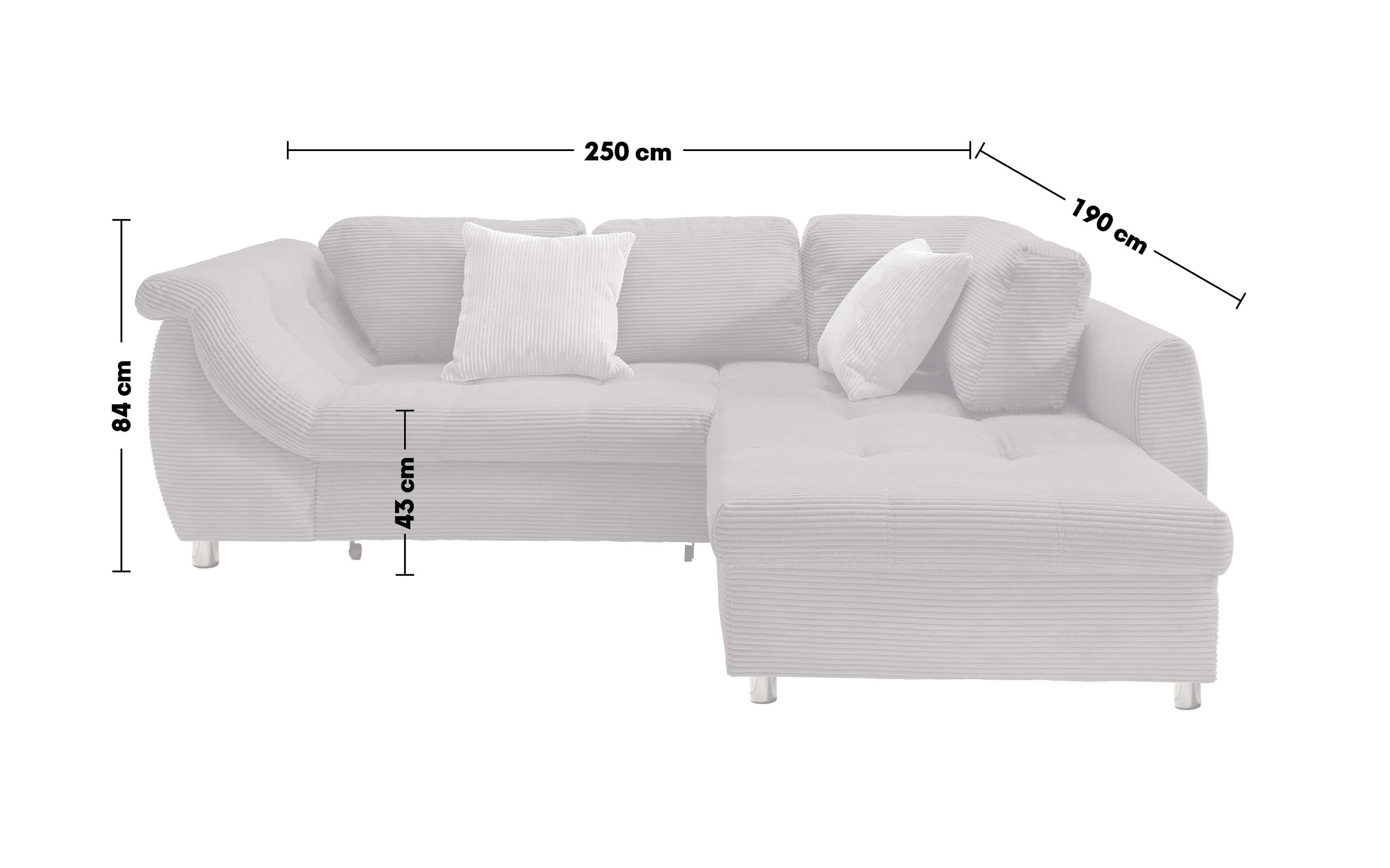 Wohnlandschaft Home, grau, Ottomane rechts, inkl. Liegefunktion