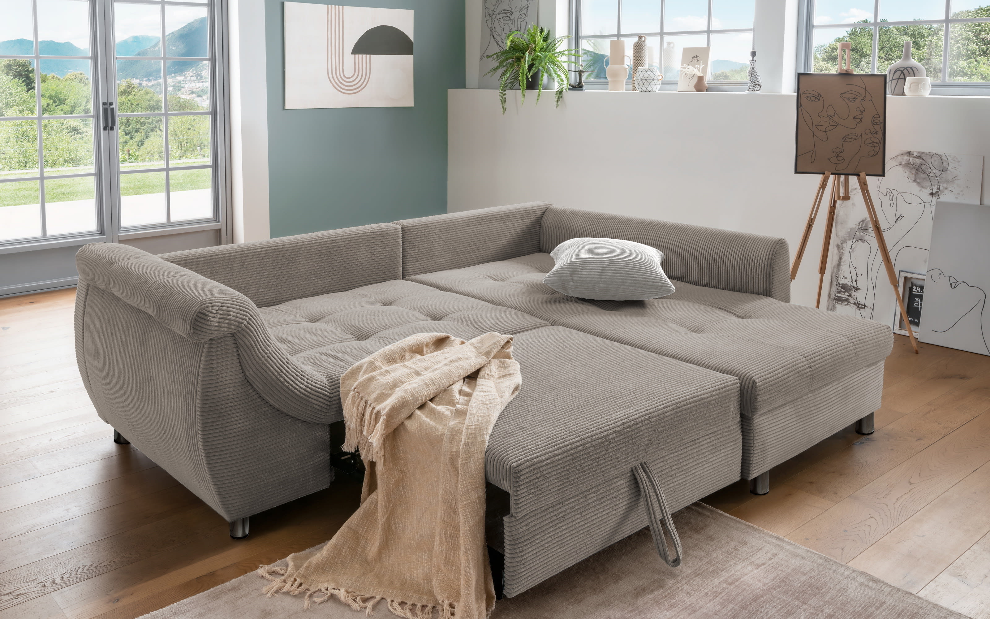 Wohnlandschaft Home, braun Ottomane rechts, inkl. Liegefunktion