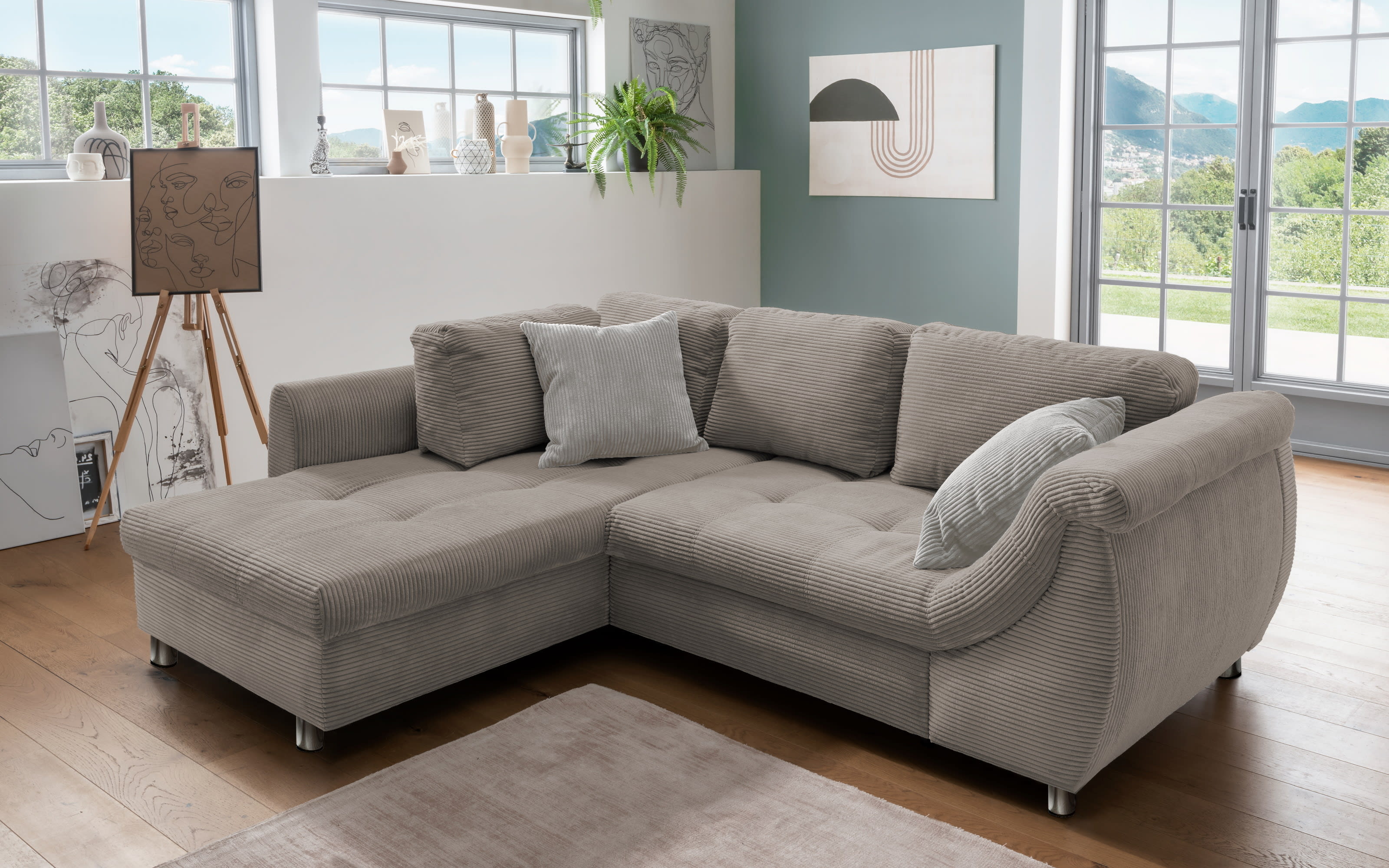 Wohnlandschaft Home, braun, Ottomane links, inkl. Liegefunktion