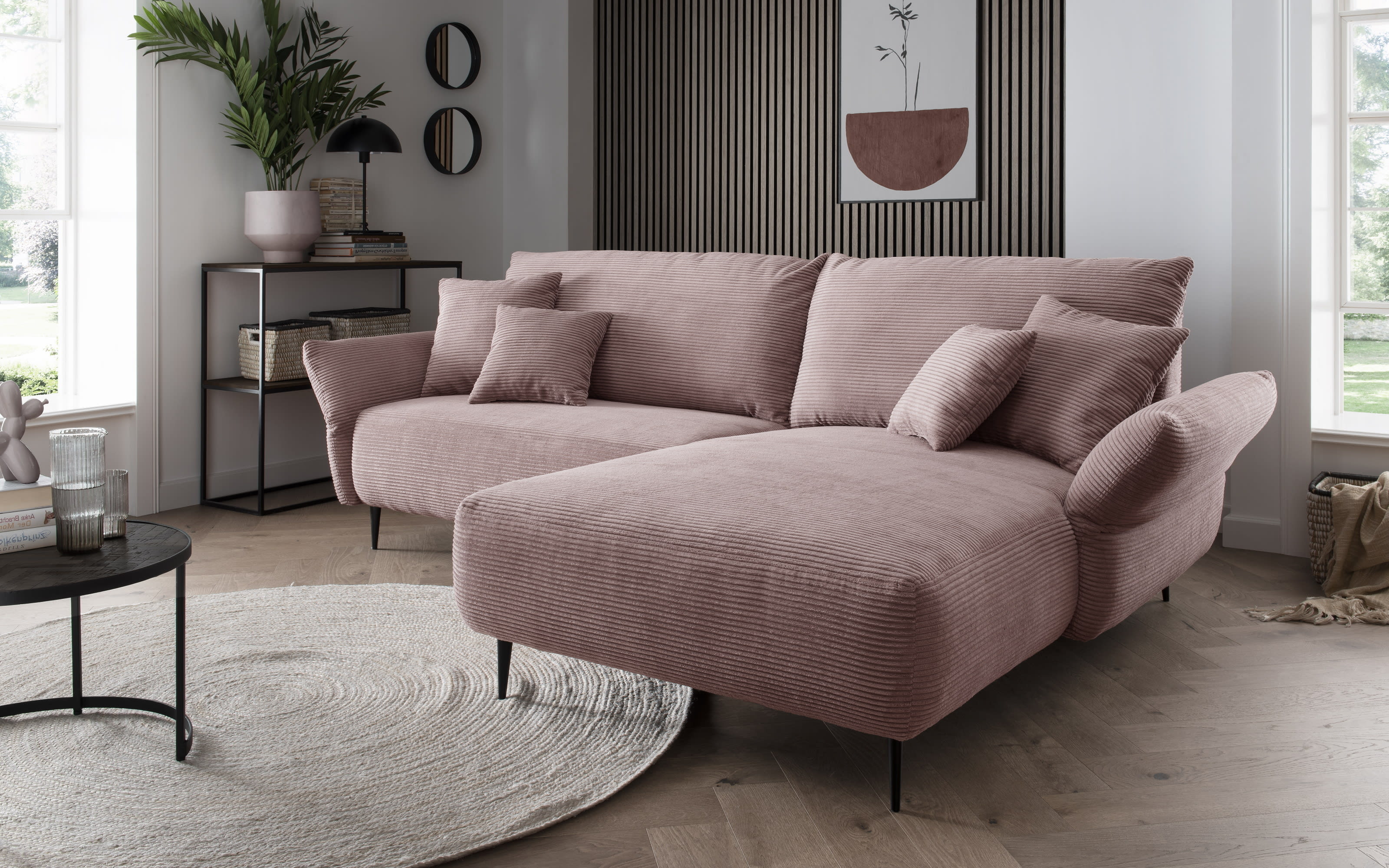Wohnlandschaft Vanilla, rosa, inkl. Armlehnenverstellungen