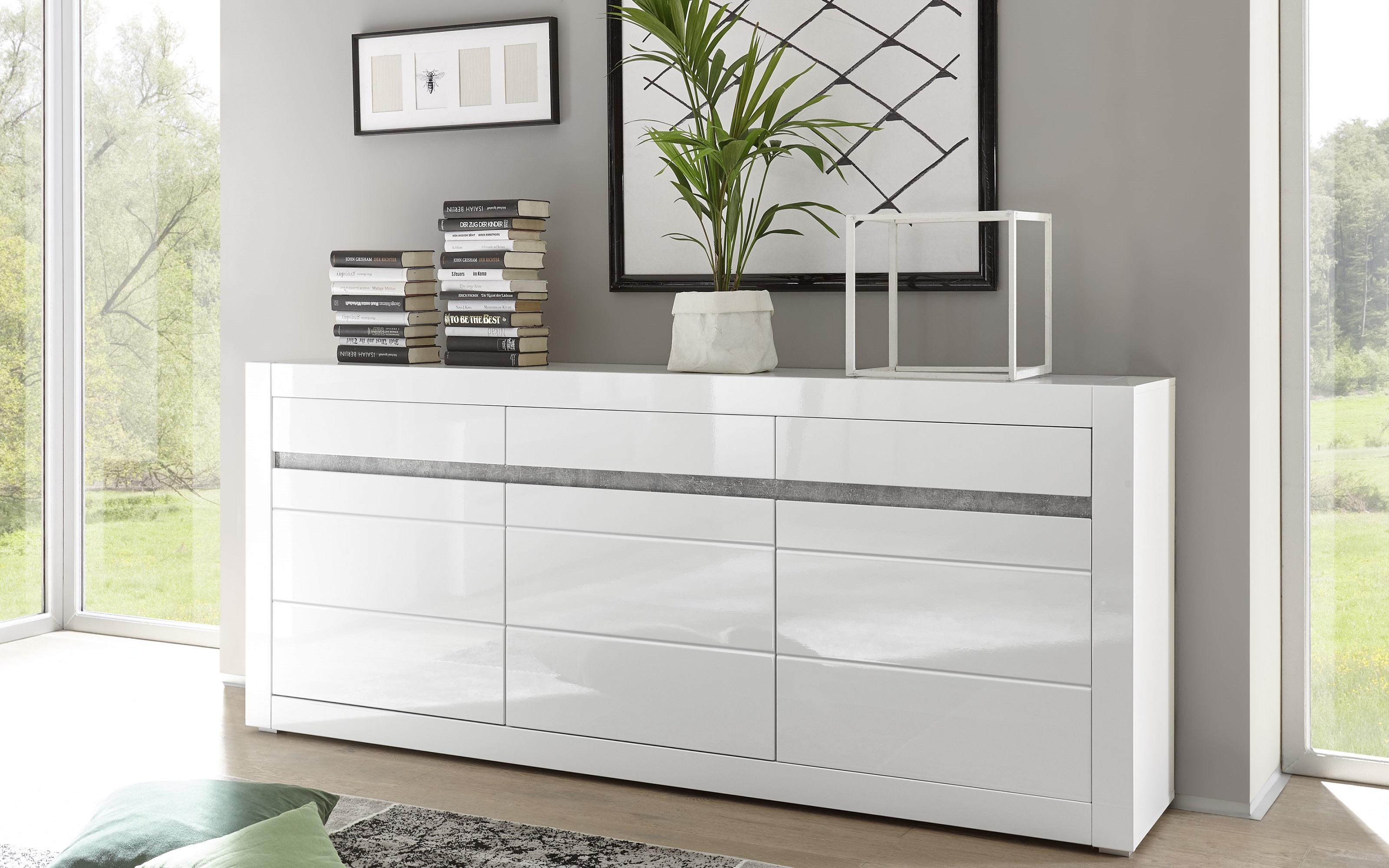 Sideboard Carat, weiß Hochglanz, inkl. Soft-Close