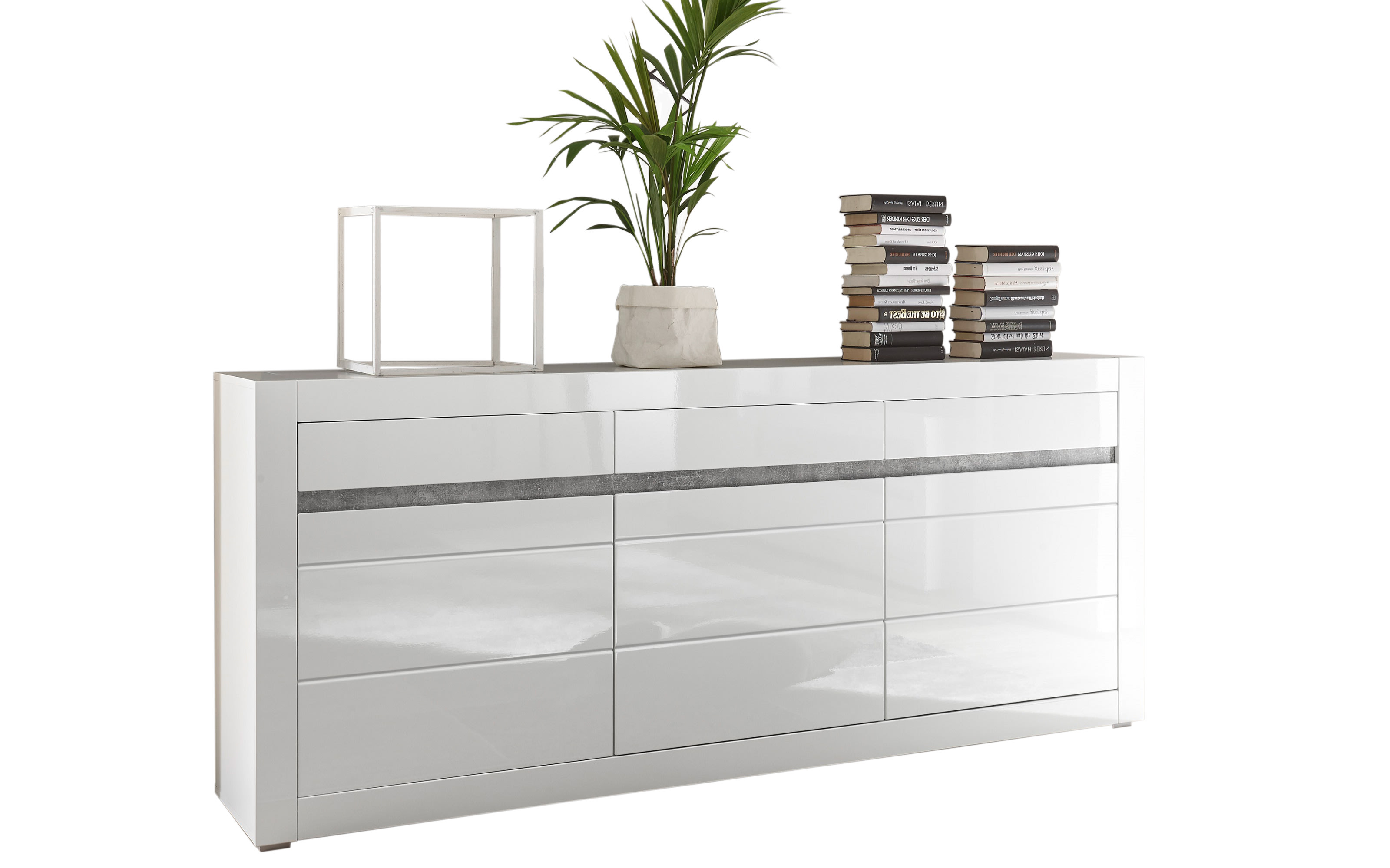 Sideboard Carat, weiß Hochglanz, inkl. Soft-Close