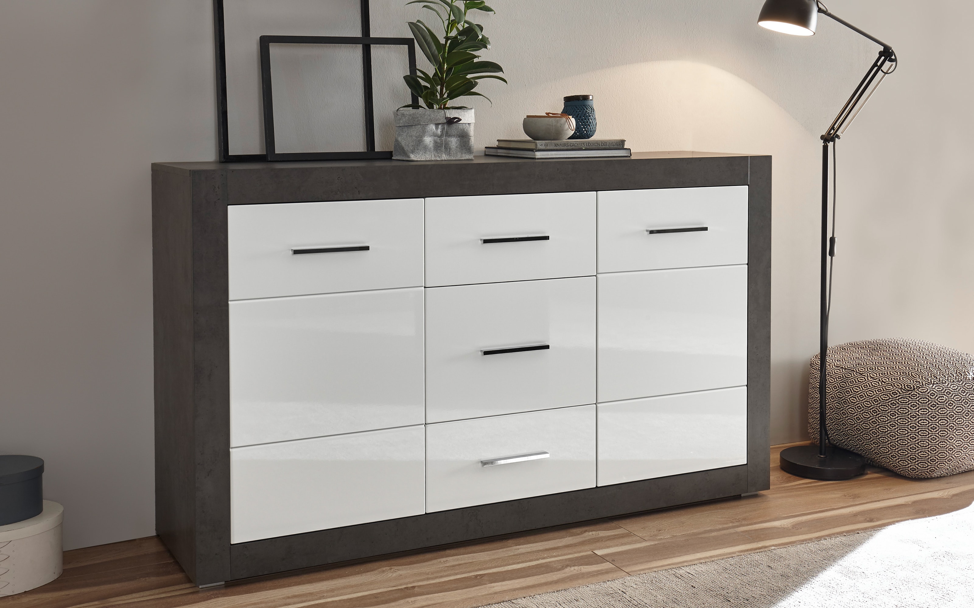 Sideboard Etero, weiß, Dark Concret