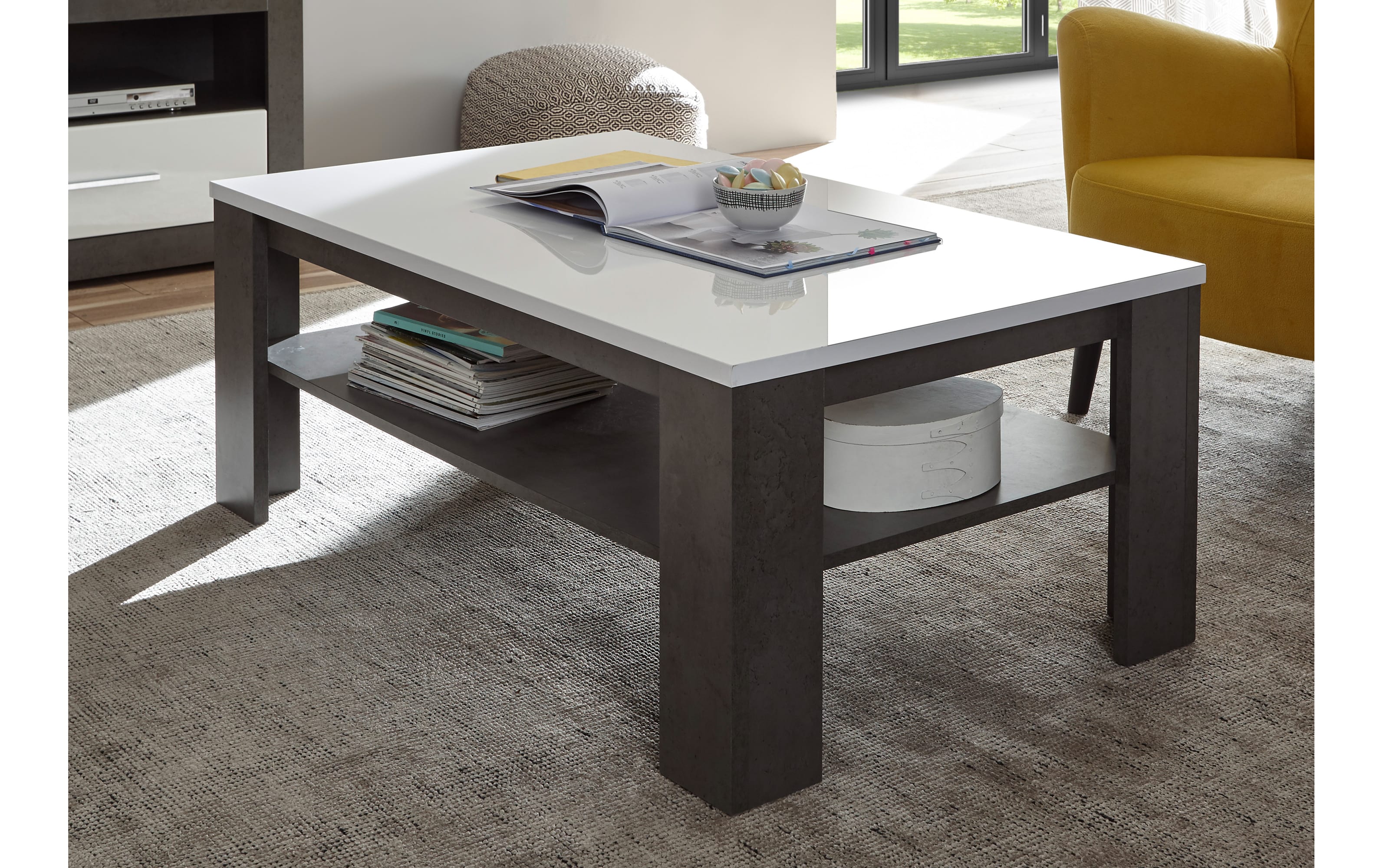 Couchtisch Etero, dark concret, weiß