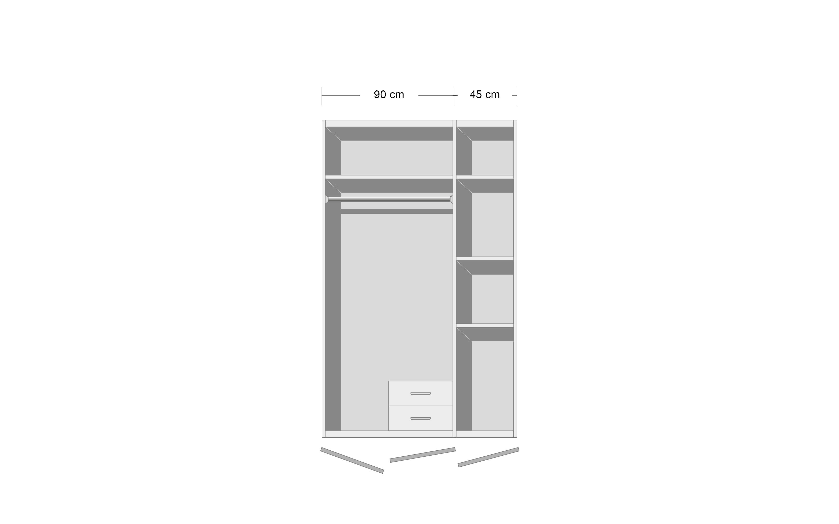 cm 135 kaufen Cork, bei 199 Drehtürenschrank online Plankeneiche-Nachbildung, Hardeck x