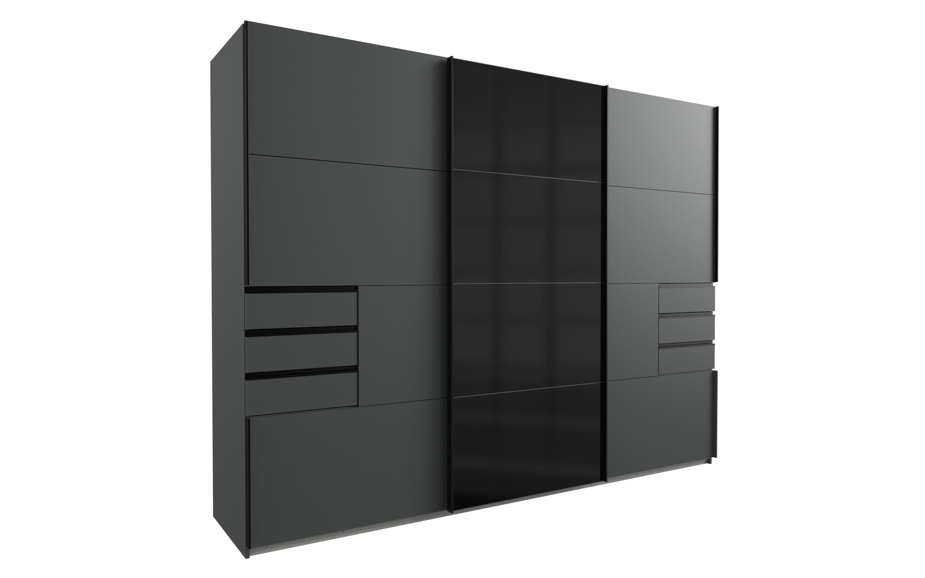 Schwebetürenschrank Saigon in graphit, inklusive Passepartoutrahmen, Breite ca. 273 cm