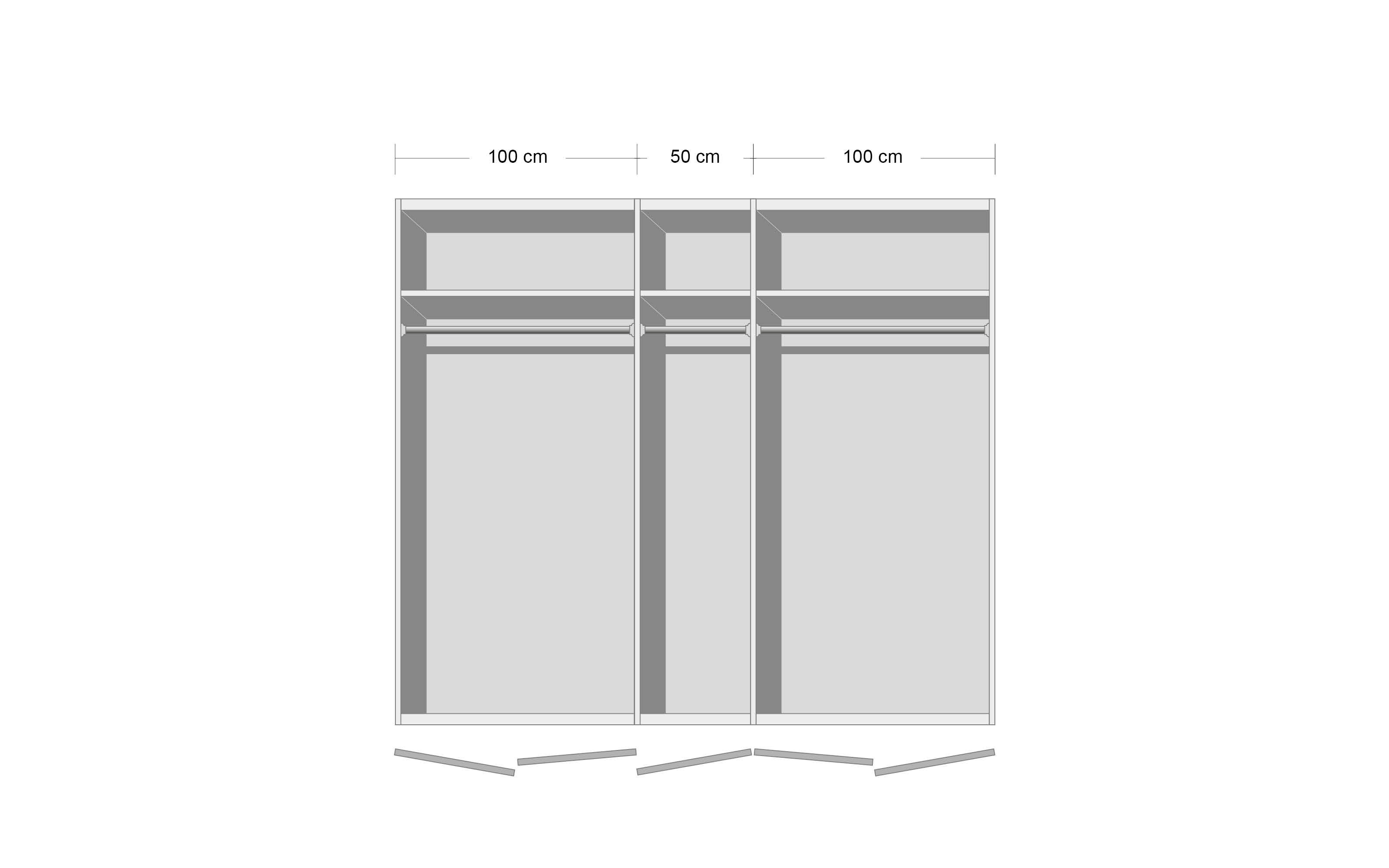 Drehtürenschrank Andorra, graphit, Artisan-Eiche, 250 x 216 cm