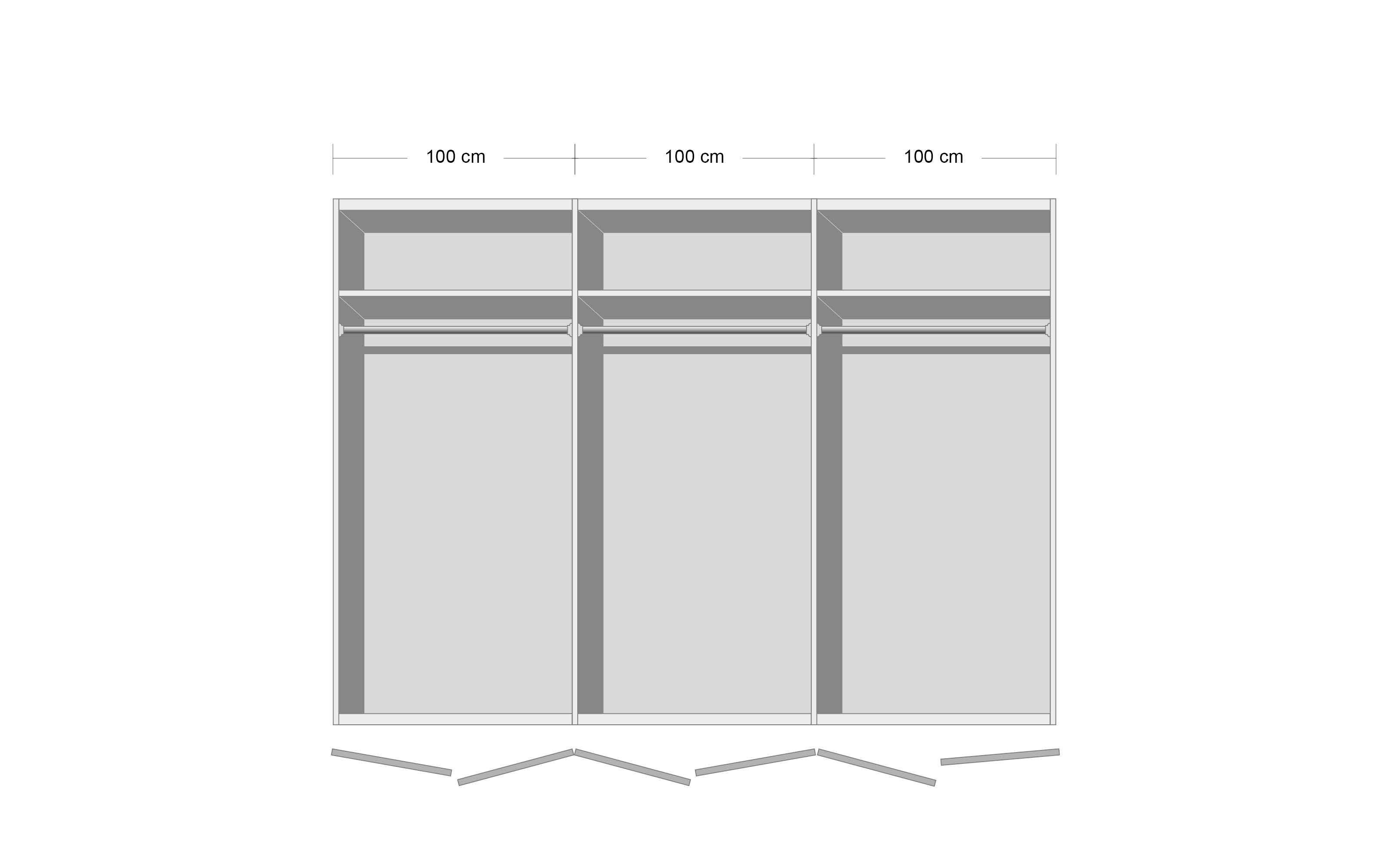 Drehtürenschrank Andorra, graphit, 300 x 216 cm