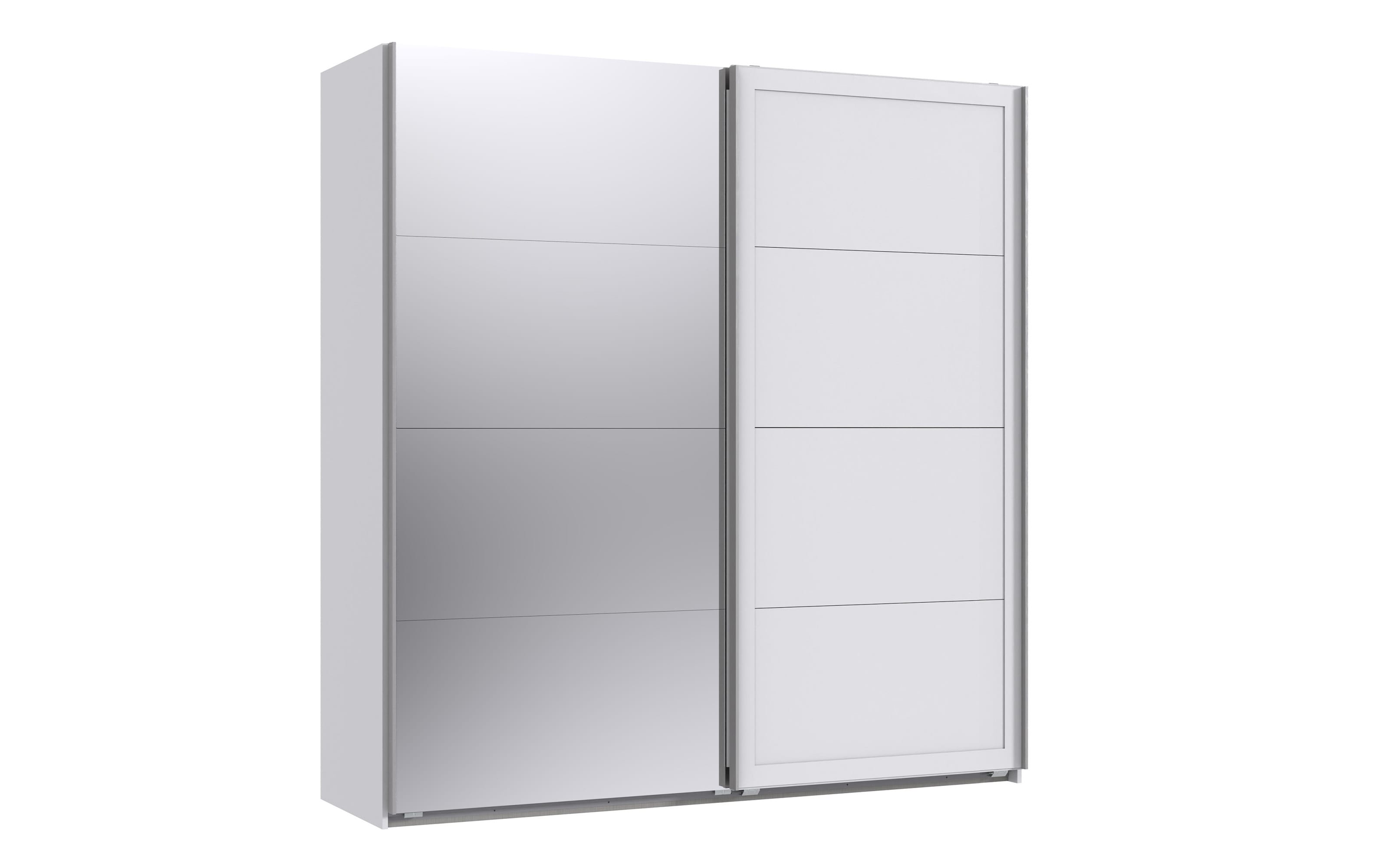 Schwebetürenschrank Chalet, weiß, 225 x ´208 cm, mit Spiegeltür