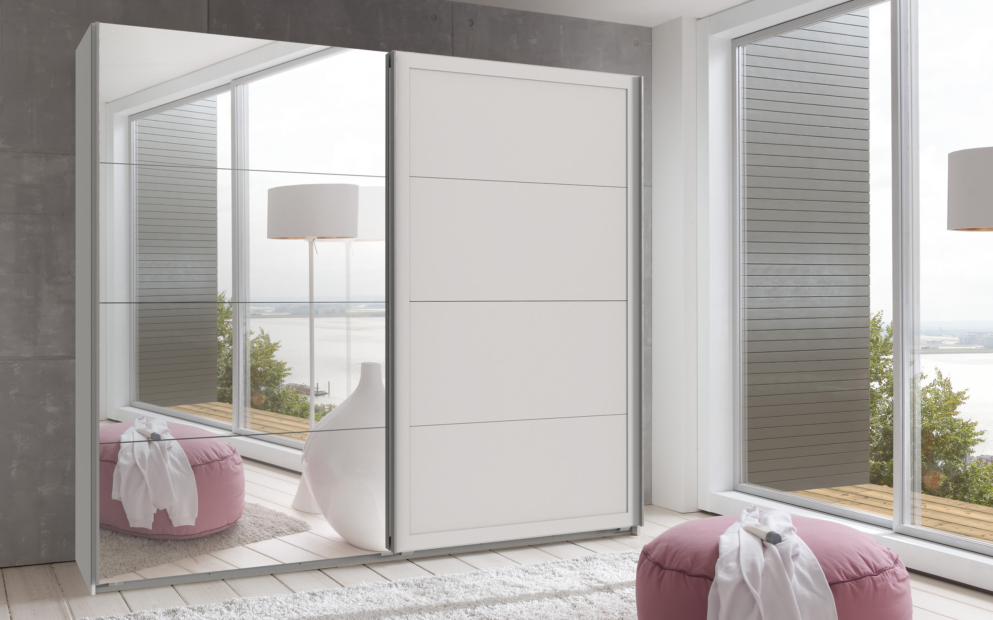 kaufen online x 225 Spiegeltür Chalet, mit weiß, Hardeck Schwebetürenschrank bei ´208 cm,