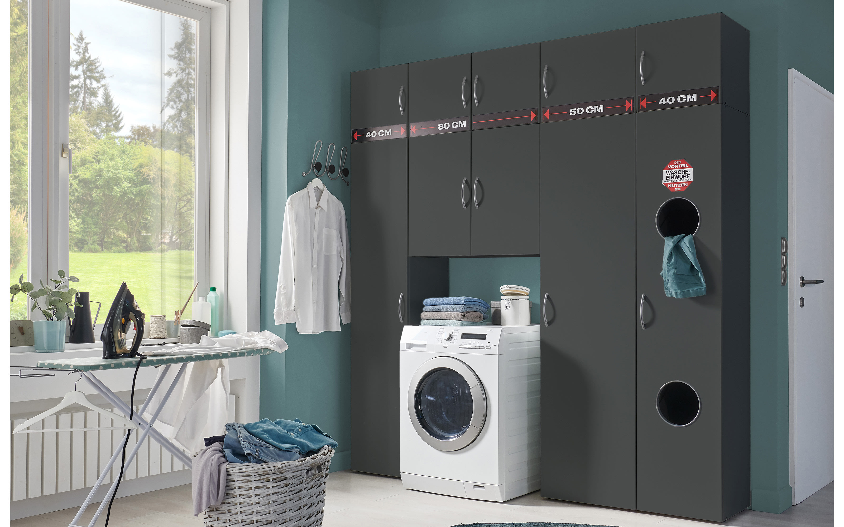 Schrank 638 Multiraumkonzept, graphit, 30 x 185 cm 